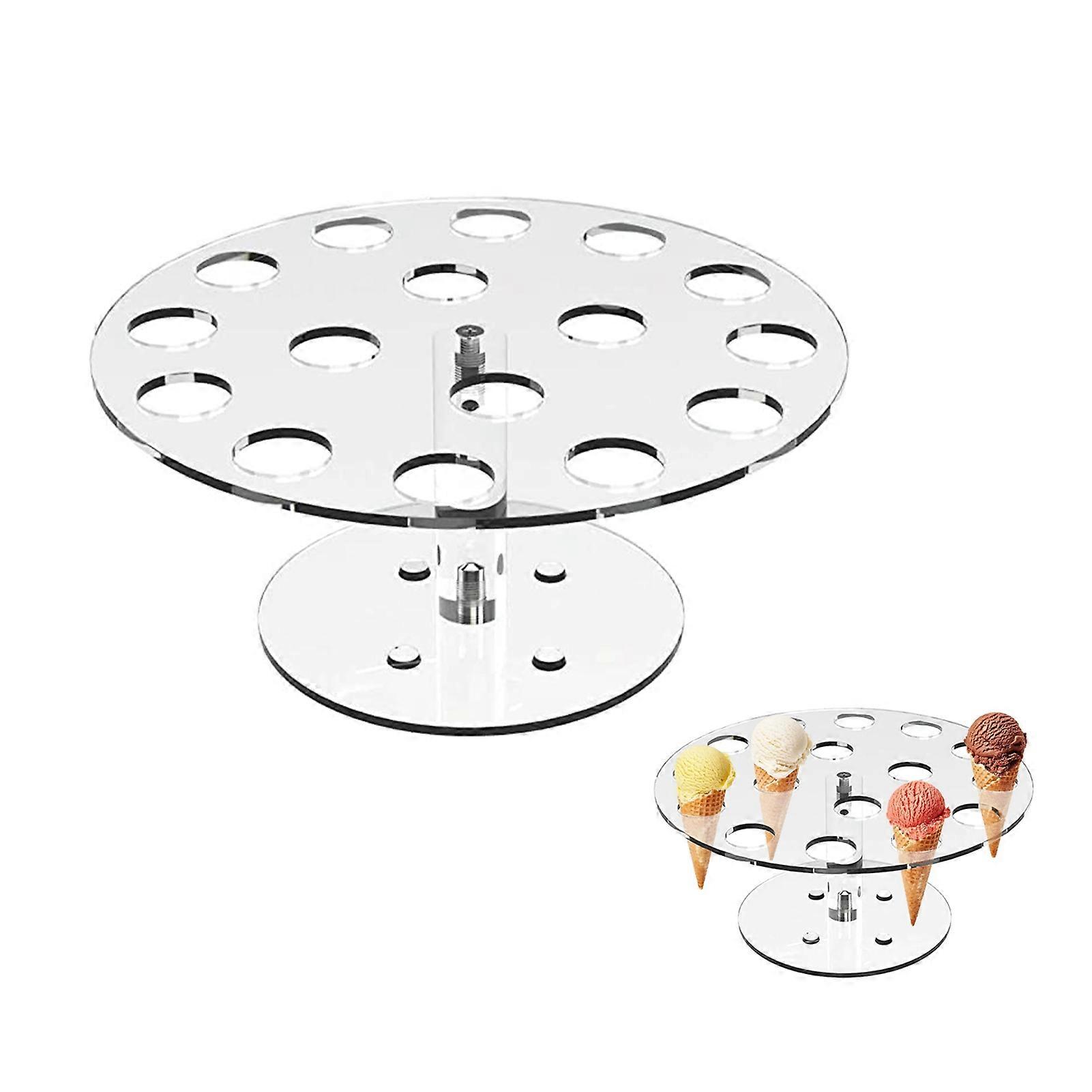 Ice Cream Cone Holder Stand, Functional Size And Design Transparent Acrylic, 16 Holes For Holding Ice Cream Cones Candy Buffet Popcorn Sushi Snack