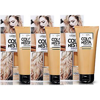 3 x 80ml L'Oreal Paris Colorista Washout Semi-Permanent Hair Dye - Peach