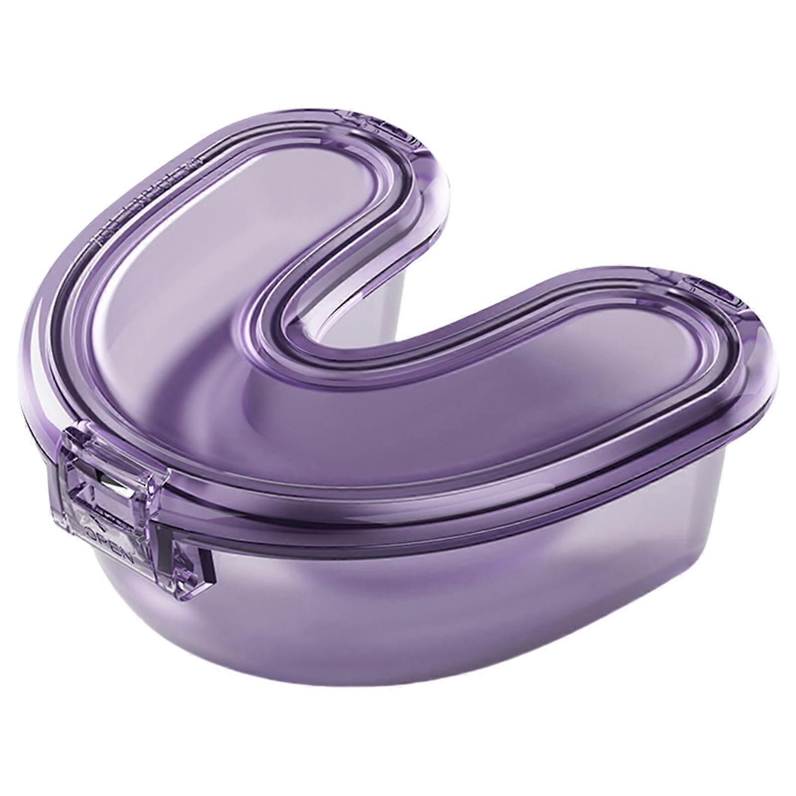 Compact Orthodontic Tray Box for Retainers and Half Dentures Practical Mouthguard Holder for Work or School Use Purple