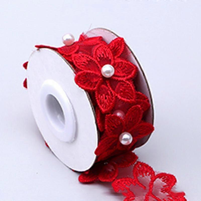 3Dオーガンザフラワーレーストリムビーズアップリク33cm単層花びらリボン刺繍生地縫製クラフトDIY手作り布テープ新しい