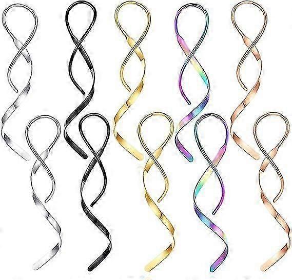 unique Spiral Threader Earrings, Stainless Steel Drop Dangle, Handmade Twisted Linear Curved Dangling Earrings