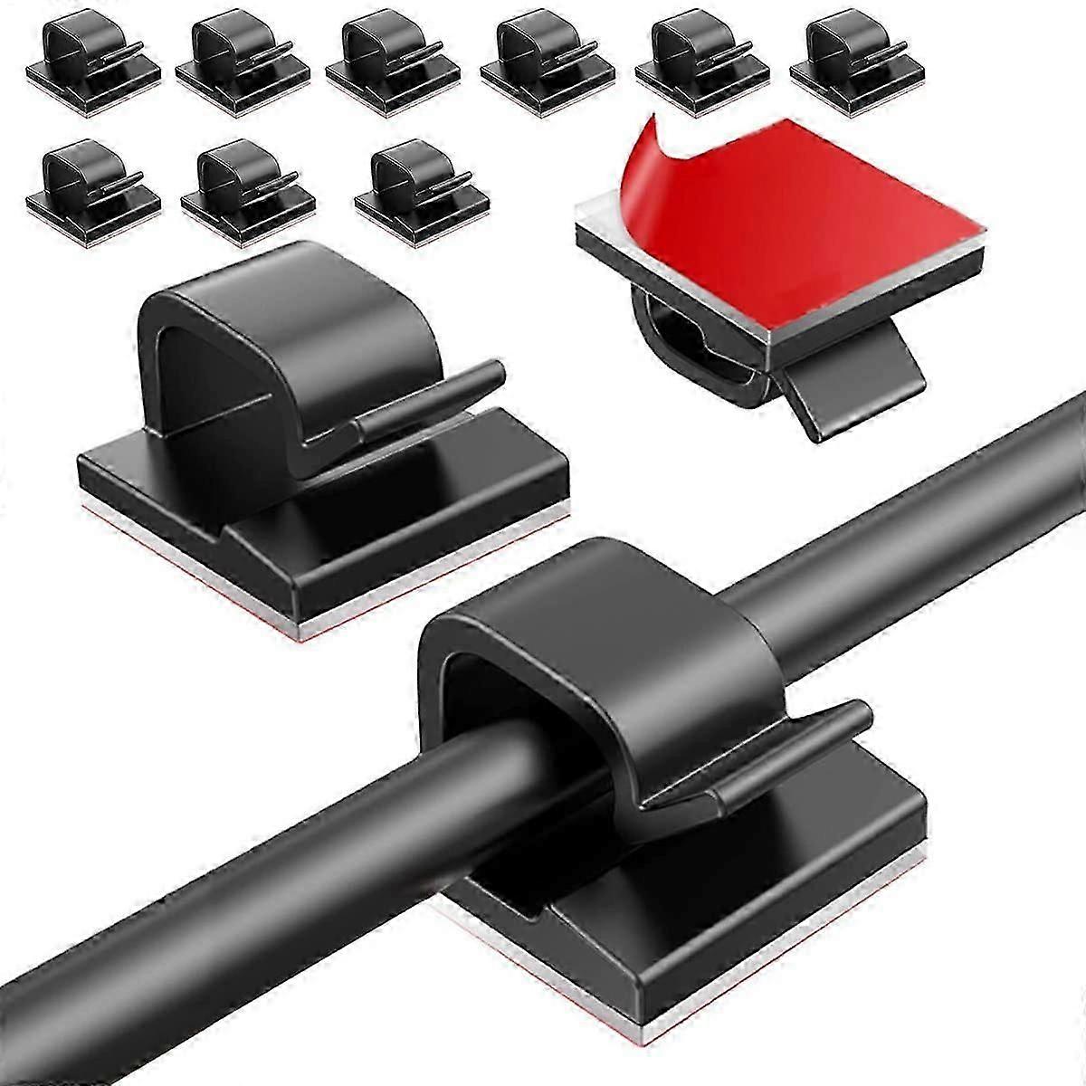 50PCS Cable Clips - Black Self Adhesive Cable Clips for Outdoor Light Wire