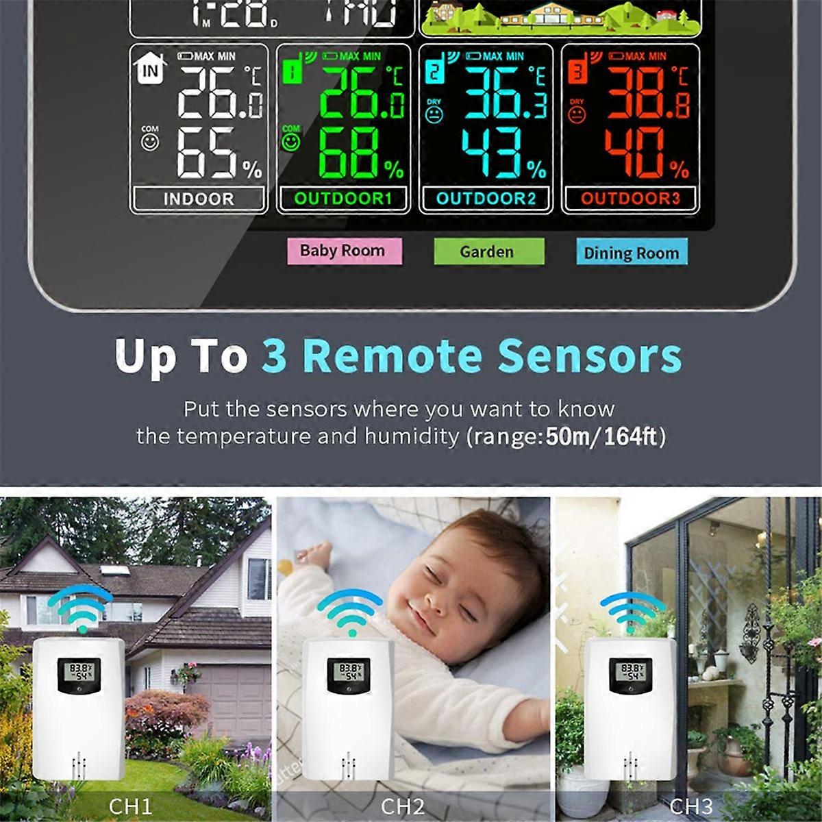 Temperature Humidity Wireless Sensor Hygrometer Black