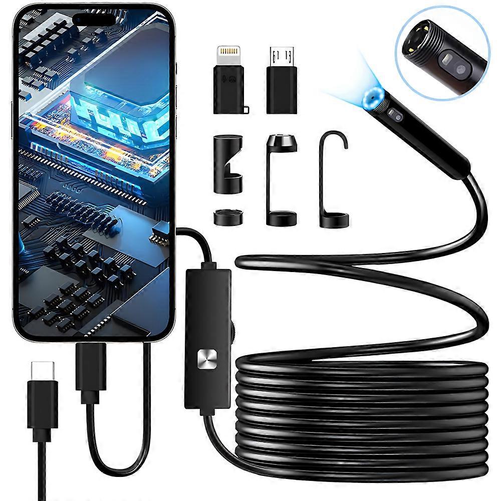 Endoscope Camera with Light, HD Borescope Camera with 8 Adjustable LED Lights