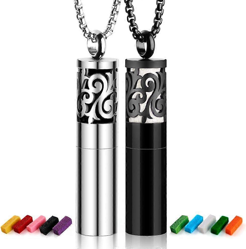 Essential Oil Diffuser Necklaces 2 PCS Set for Aromatherapy, Adjustable Leather Chain, Unique Pendant Design, Gift Idea