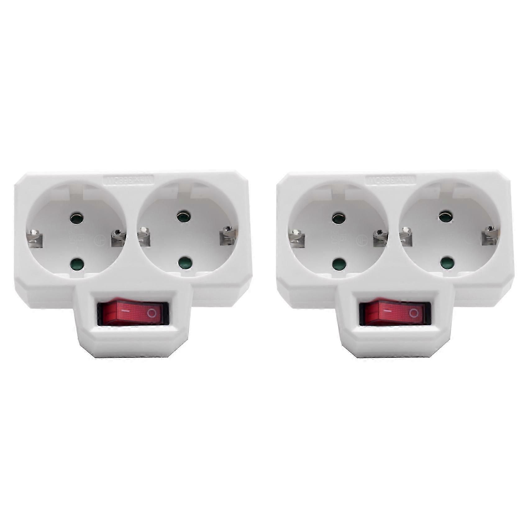 Socket Adapter, Double Plug for Socket, Double Socket with Switch 3800W for Office, Home or Travel, EU Plug (2 Pack)