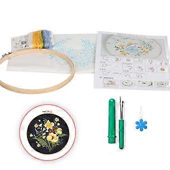 Embroidery Starter Kits for Beginners Stamped Cross Stitches with Flower Plant
