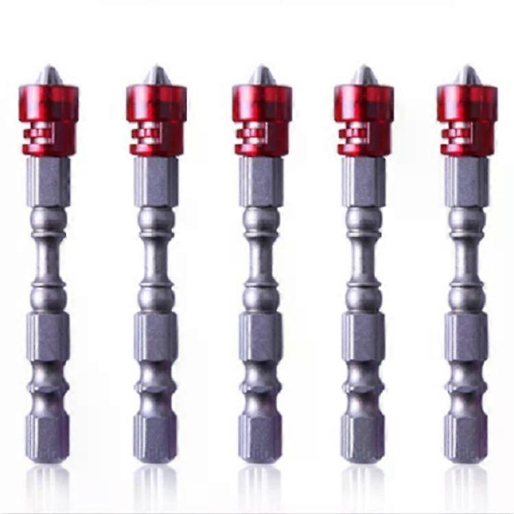 磁性线圈十字钻头套装-5 件 65mm 合金钢，用于电钻-红色