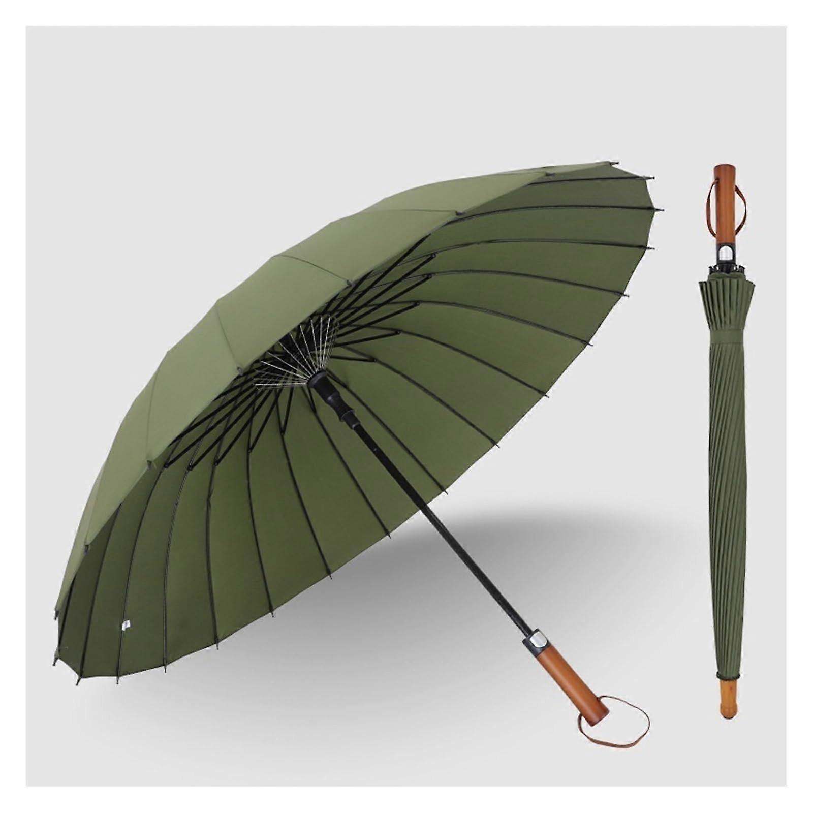 Umbrellas for Rain 24-Bone Wooden Handle Large Straight Umbrella Long Handle Strong for Wind and Rain