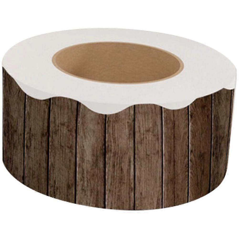 Rustic Wood Scalloped Bulletin Board Border Sticker - Durable, Easy to Use, Perfect for Classrooms & Home Decor