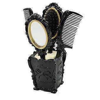 4-Piece Ladies Hair Brush & Comb Set with Handheld Mirror - Premium Quality Hair Care Tools for Styling & Massage