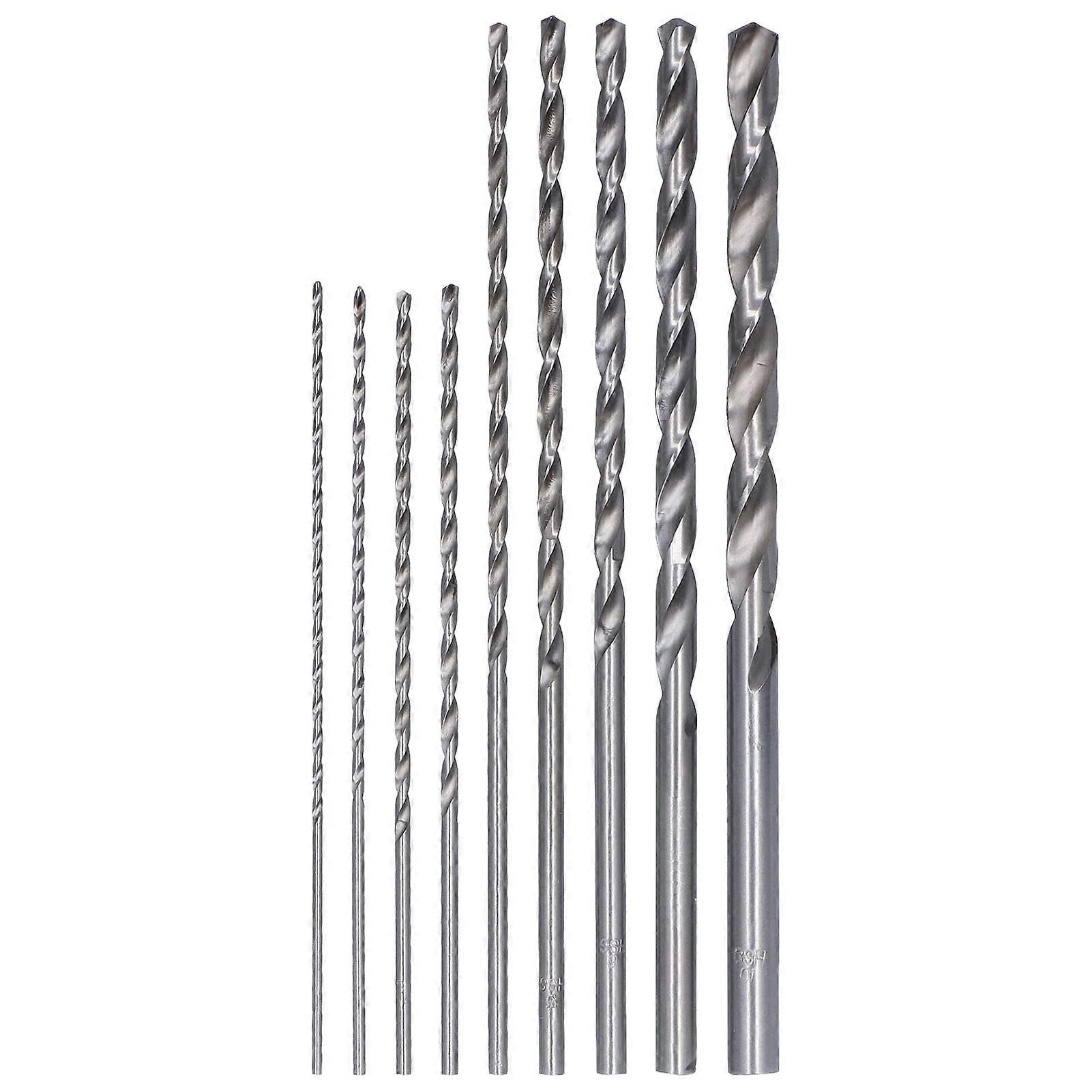 Drill Bit Set HSS Long Drill Bits, 9Piece Extra Long 150mm and 200mm for Plastic and Wood, 210mm