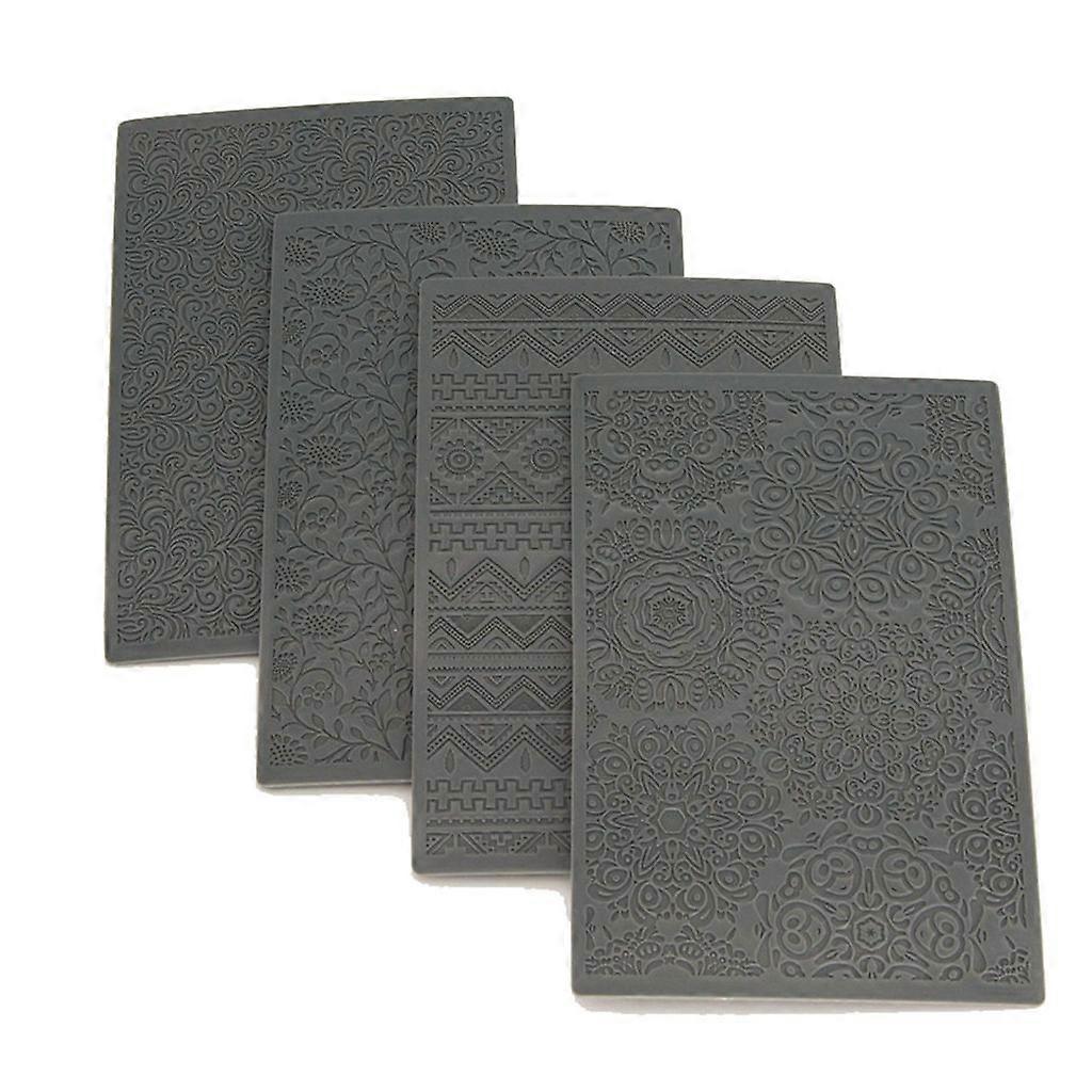 4pcs Flower Embossing Folders Plastic Embossing Stencils 3D Flower Indentation