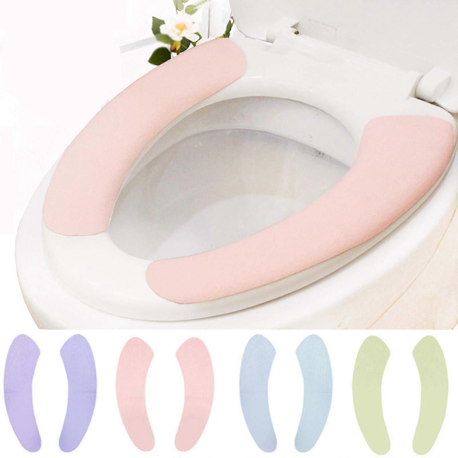Toilet Mat Warm Thickened Electrostatic Toilet Seat Covers Adhesive Toilet Stickers Disposable Light Green 5 Pairs