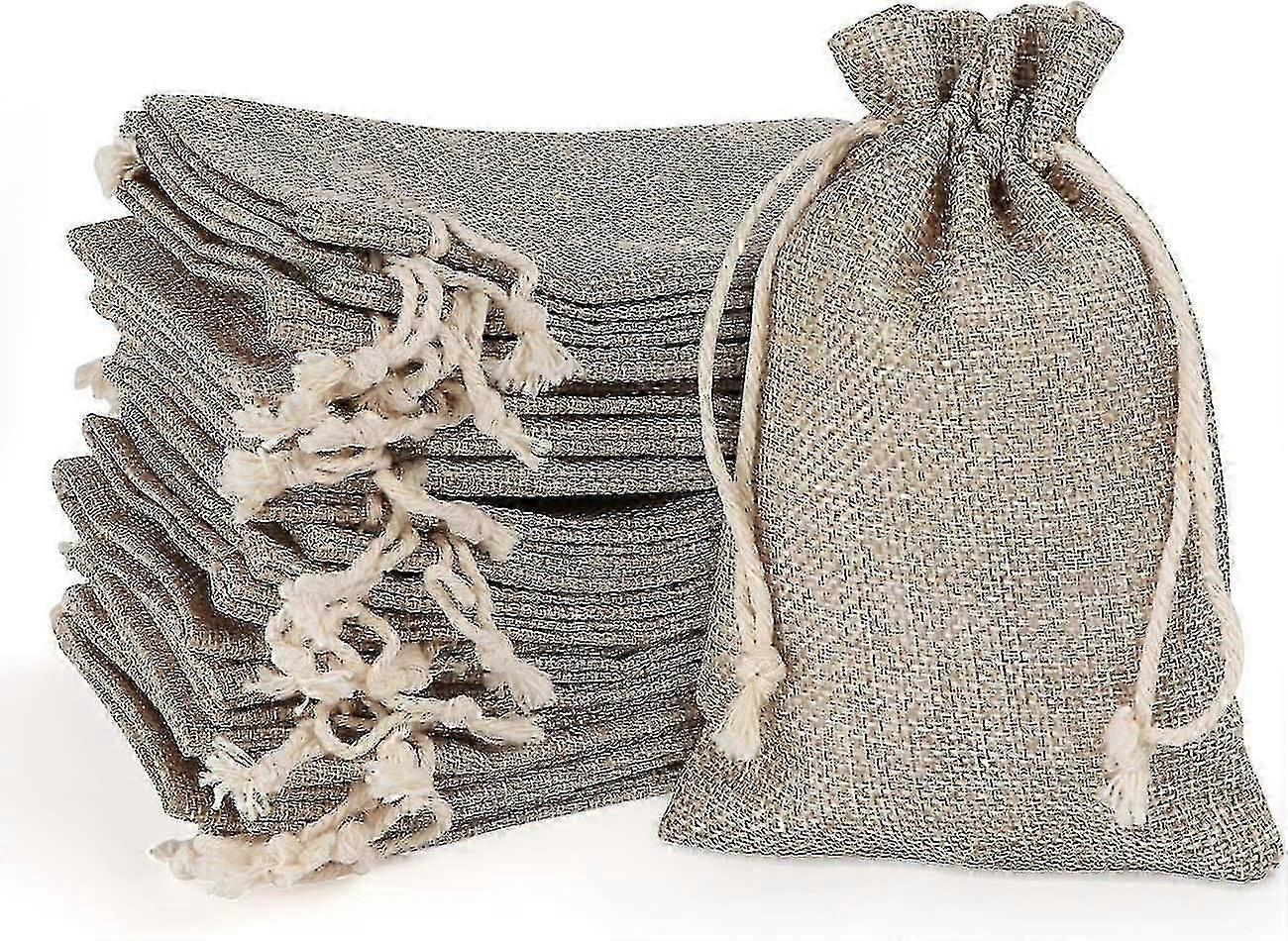 30 Pack Burlap Bag, 5 Color Burlap Bag With Ribbon Drawstring, Reusable Linen Bag For Wedding Jewelry Storage