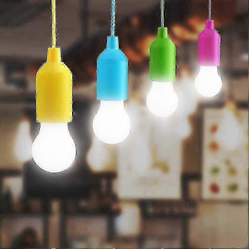 4 Pack Led Pull Cord Light Bulb Battery Operated Portable Hanging Lamp