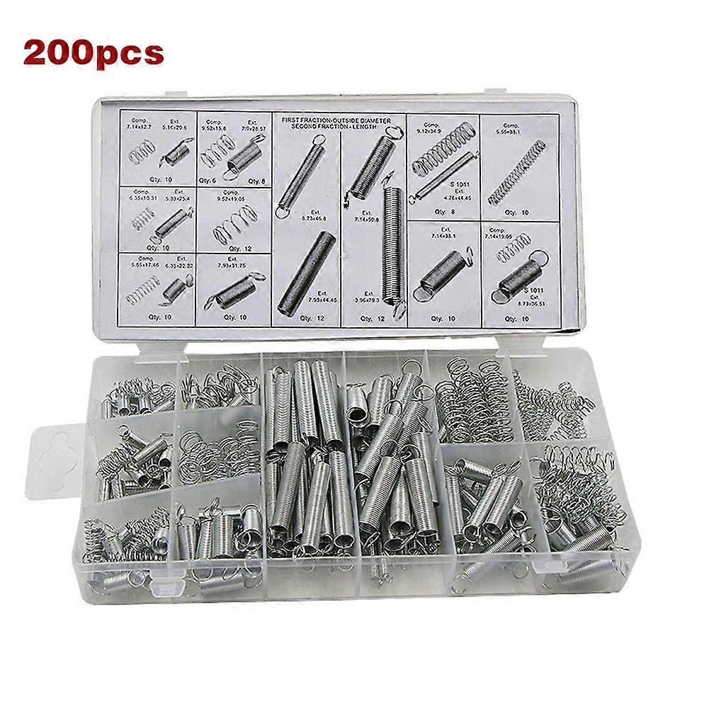 200 Pcs/Box Springs Set Mixed Size Metal Tension/Compresion Spring Kit