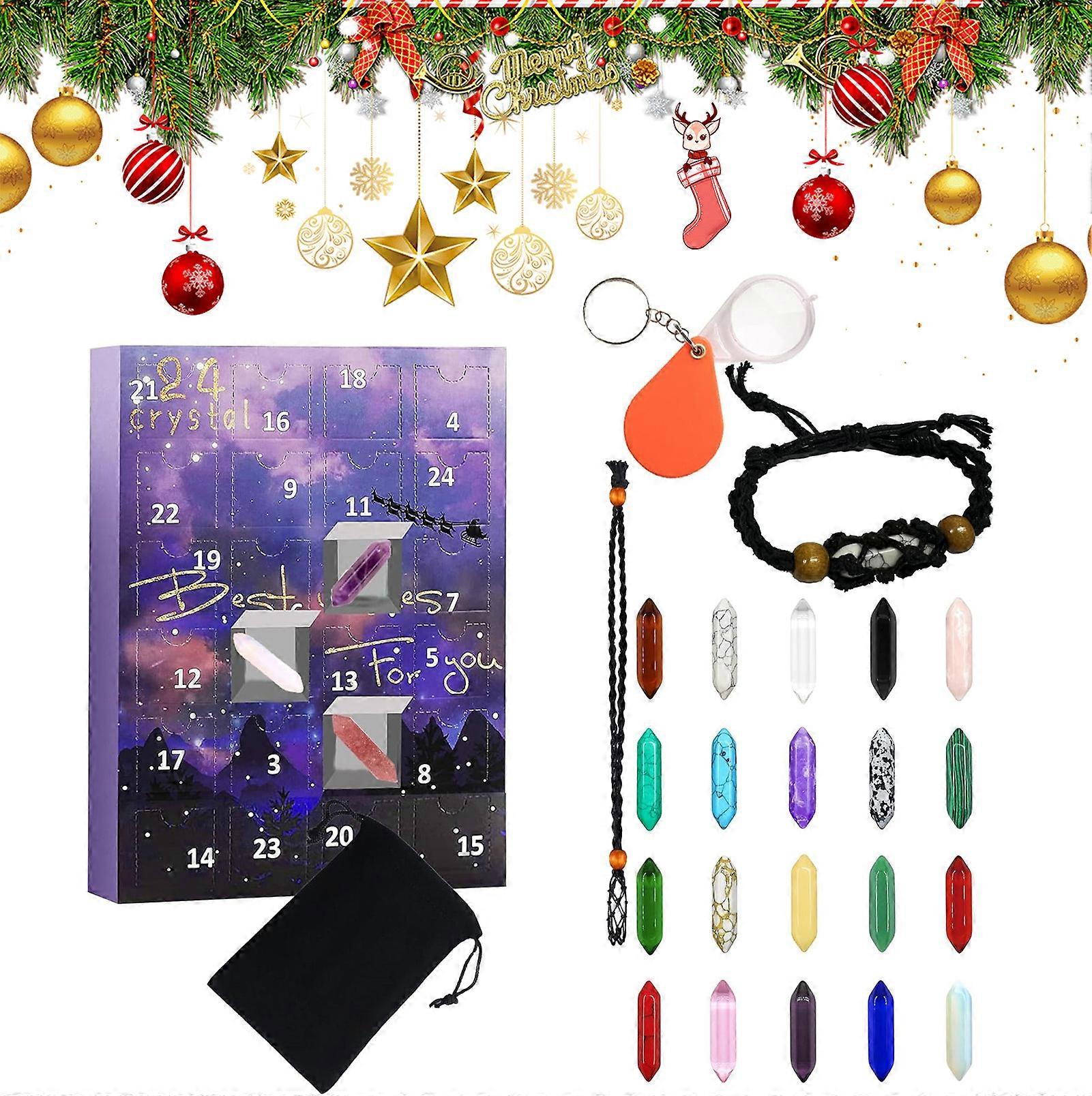 24 Days Crystal Advent Calendar 24 Days Crystal Christmas Advent Blind Box for Christmas and New Year Gift