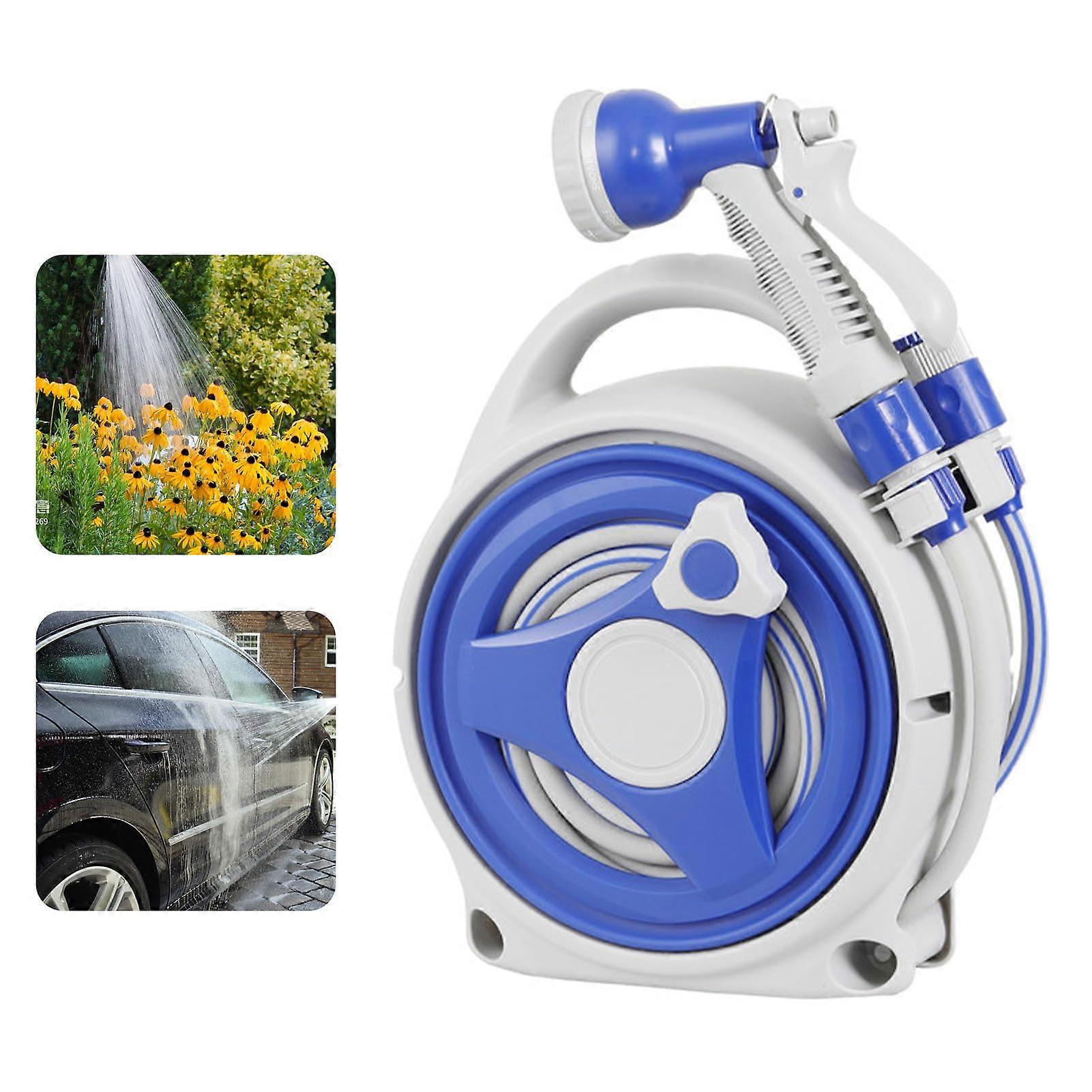 Retractable Garden Hose Reel with 8in1 Sprayer Nozzle 43Ft Hose