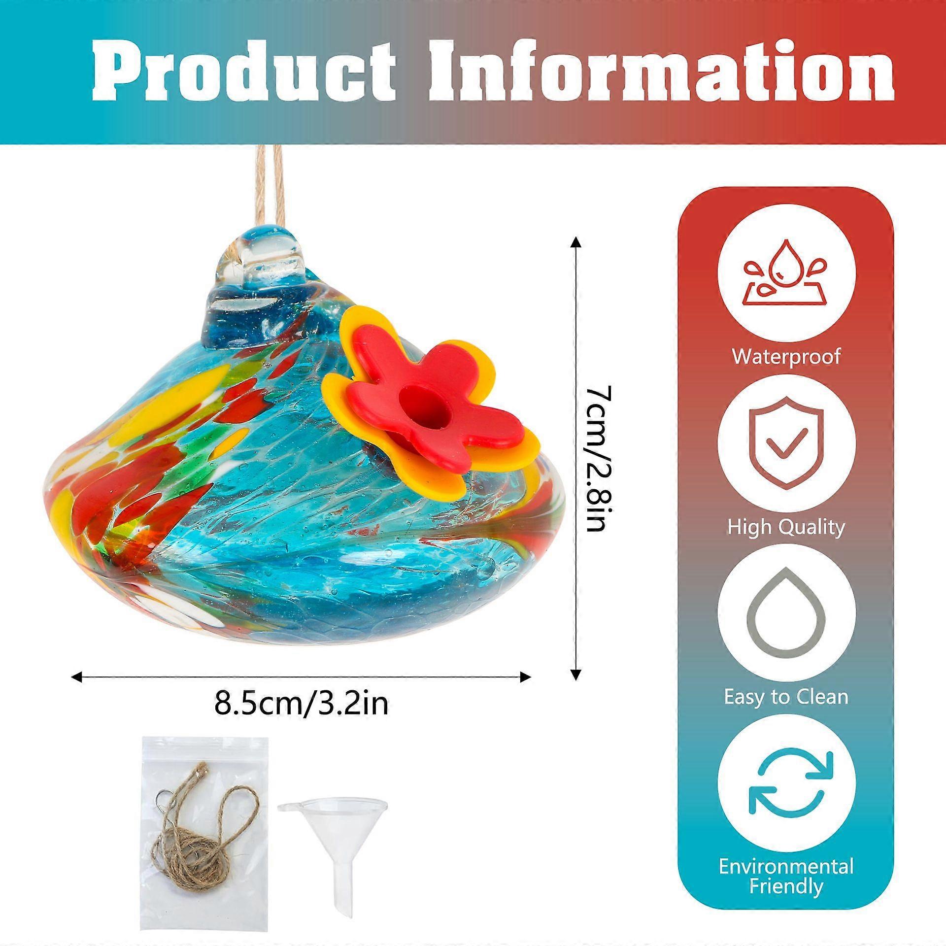 Bright Color Wind Chime Bird Feeder, Outdoor Hanging Garden Waterdrop-Shaped Hummingbird Feeder