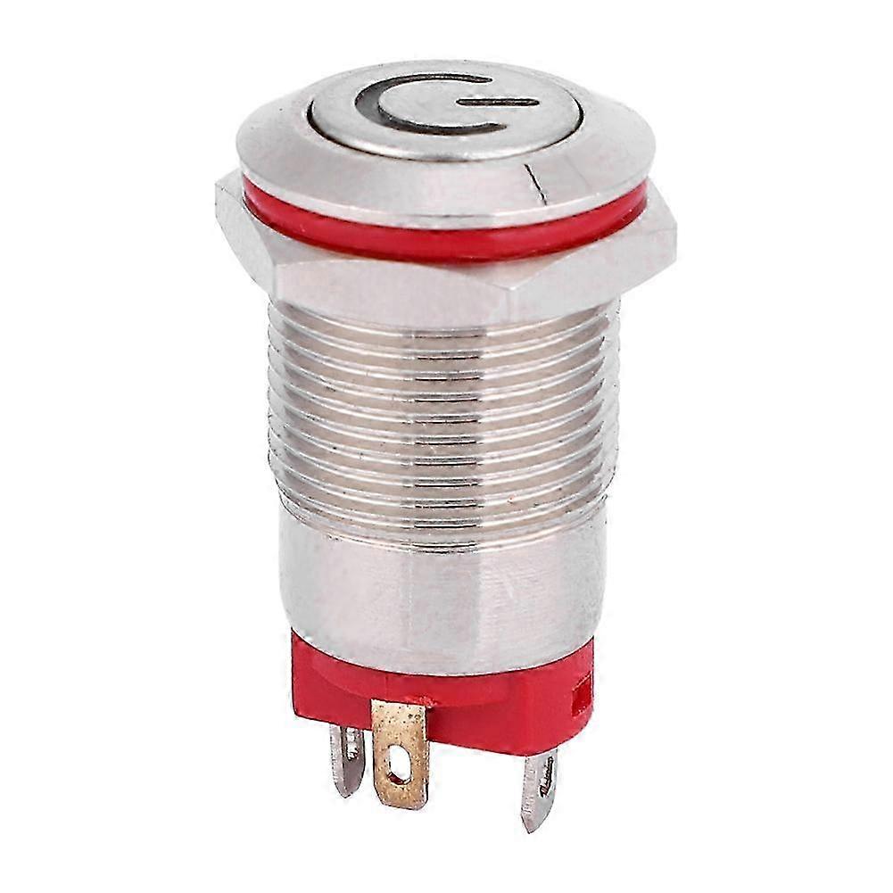 4 Water proof 12mm Metal Button Switch Power Shaped LED Self Lock Switch(Yellow 9~30V) Pin