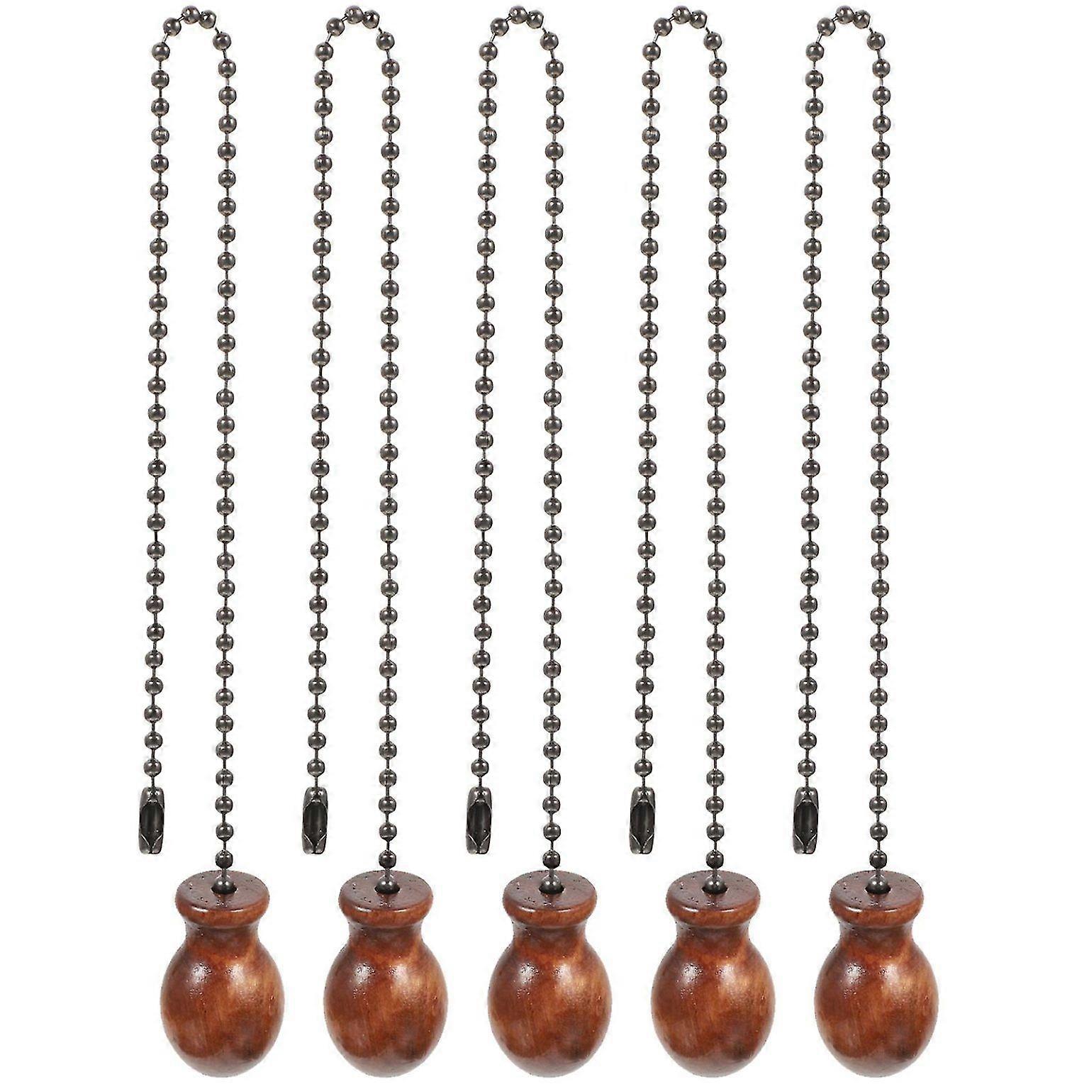 5pcs Wooden Ceiling Fan Pull Chain Set - Durable Beaded Lamp Chain for Home Decor & Easy Installation