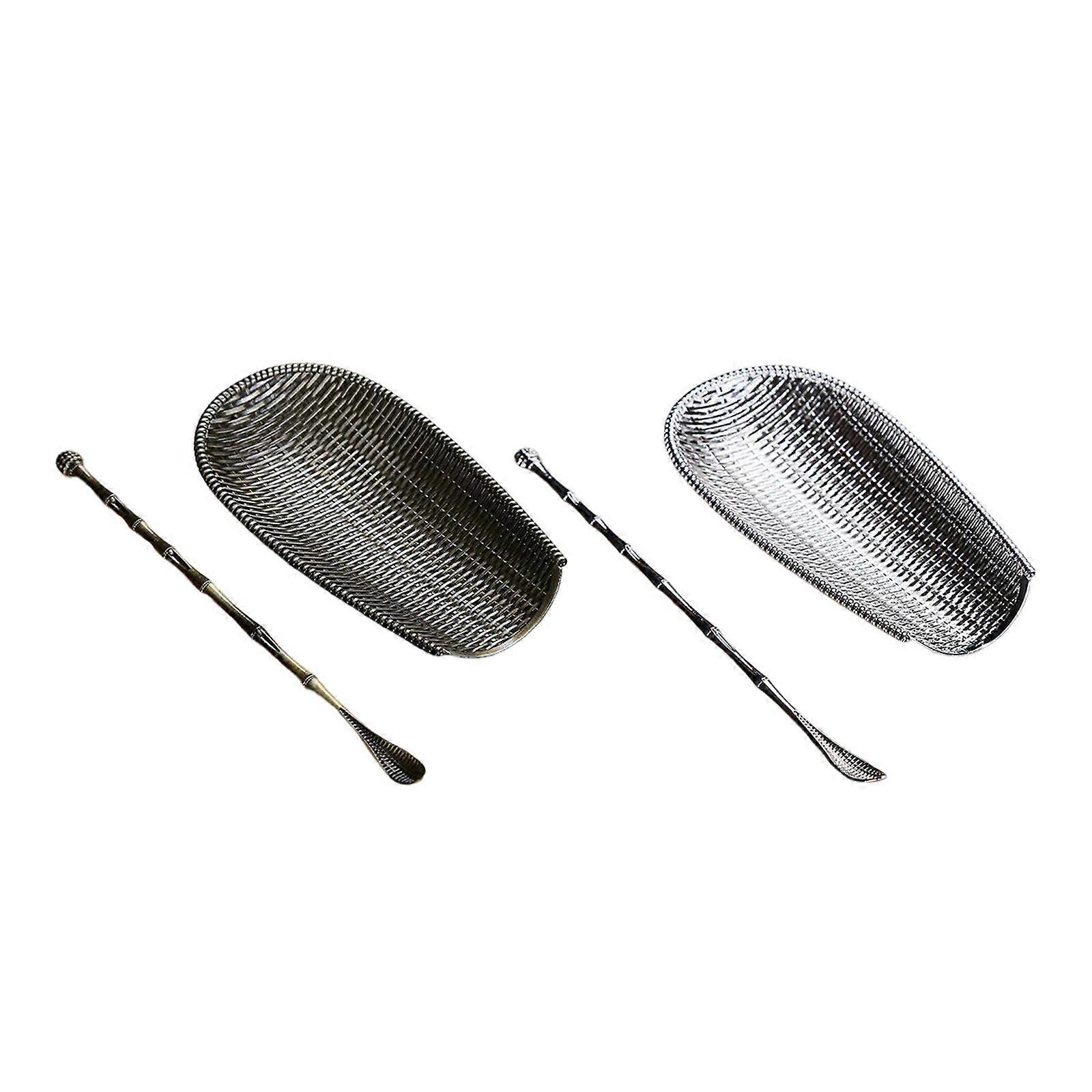 2pcs Tea Spoon Filter Tea Utensils for Countertop Bar Argent and Copper
