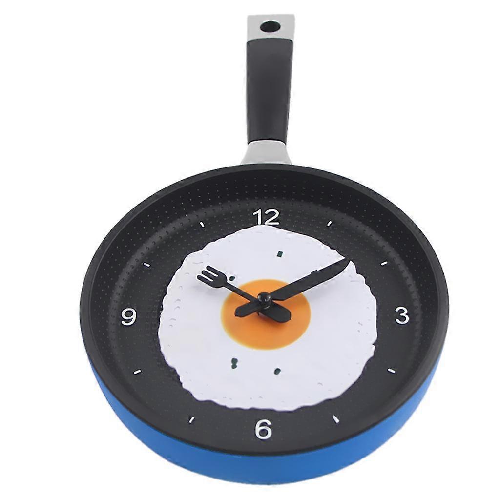 Kitchen Theme Wall Clock,Frying Pan Shaped with Fried Egg Clock, Non