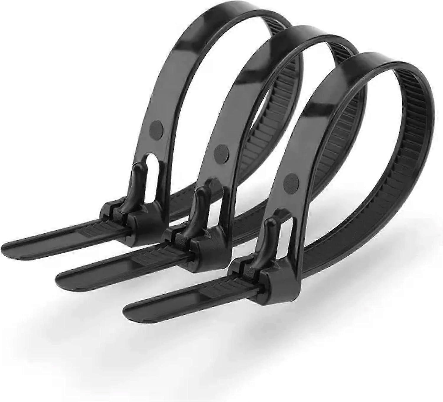 100pcs Reusable UV-Resistant Black Cable Ties 7.4x200mm