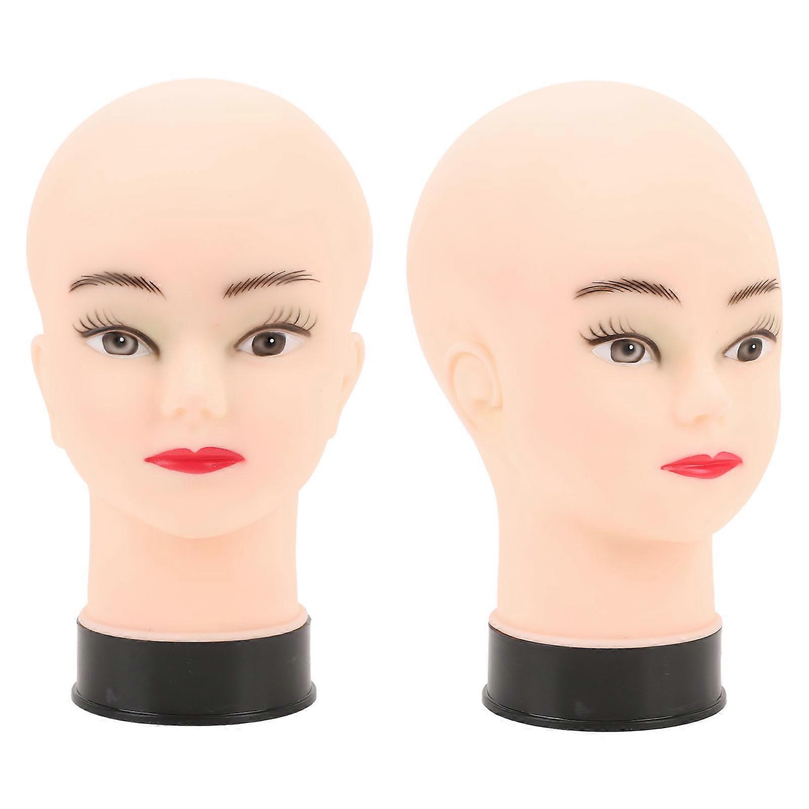 PVC Mannequin Head Bald Head Model with Universal Stand Interface for Wig Making Hat Display and Massage Training 