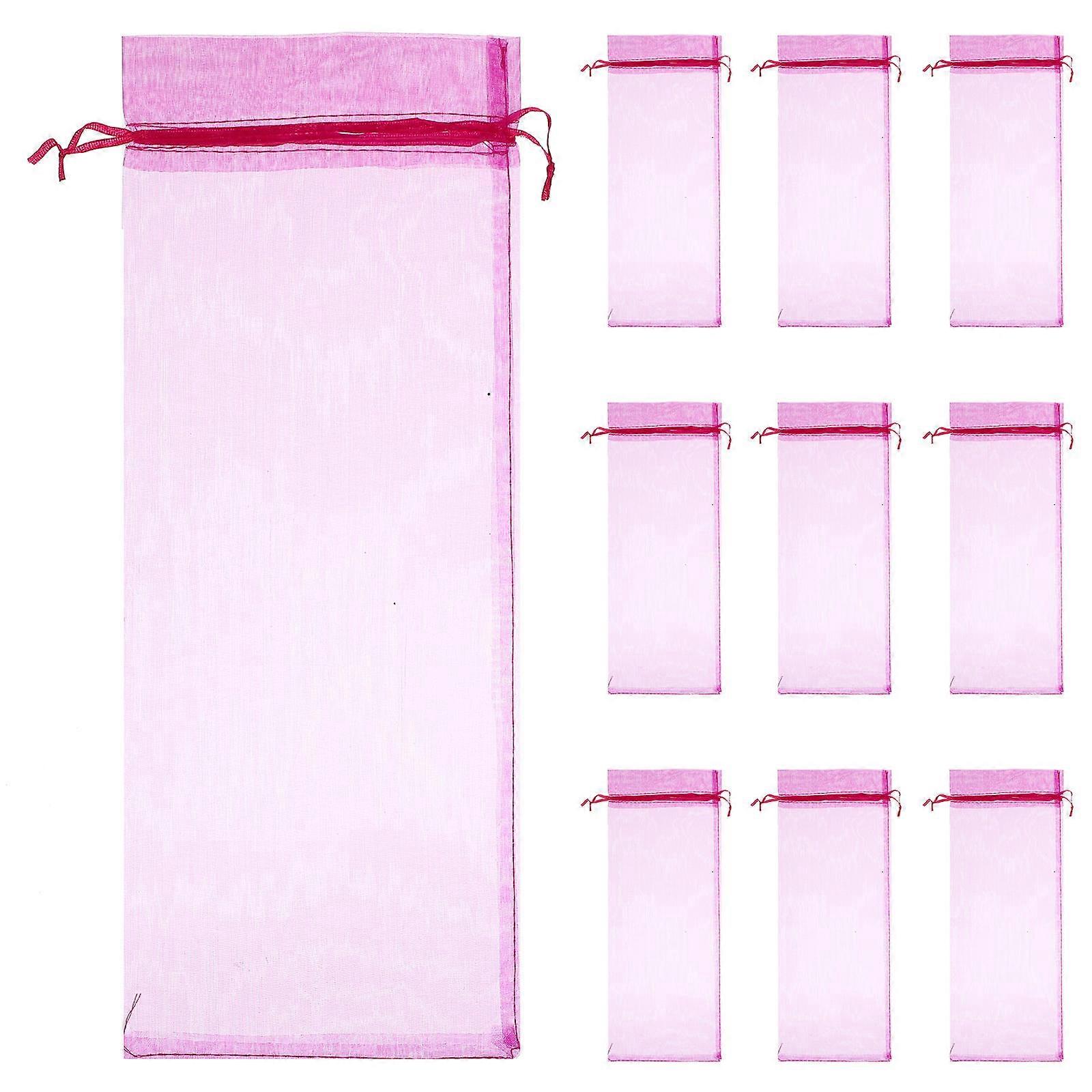 Sheer Organza Wraps Elegant Rosy Covers with Satin Drawstring for Parties & Celebrations (10pcs)