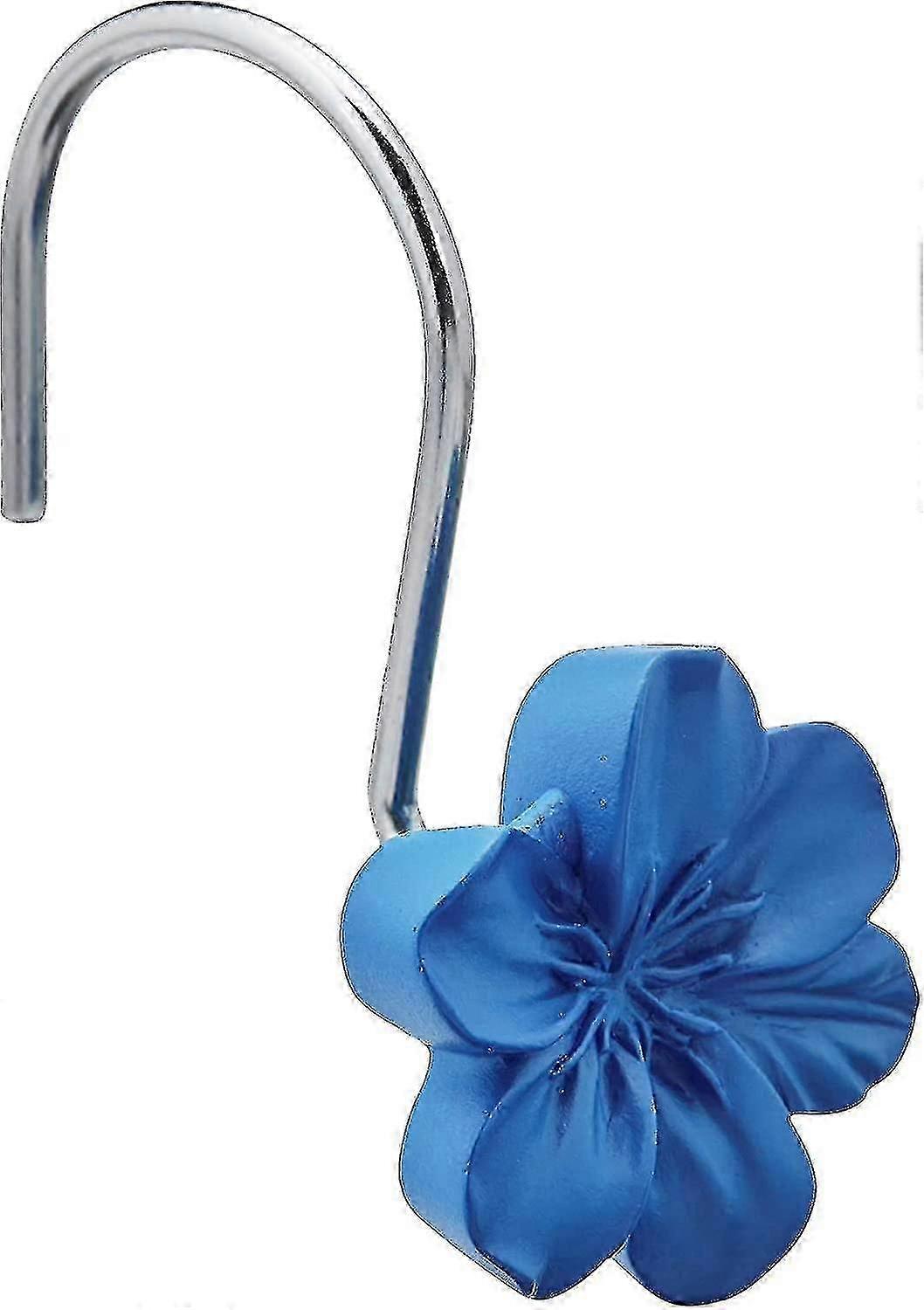 Flower Shower Curtain Hooks, Blue