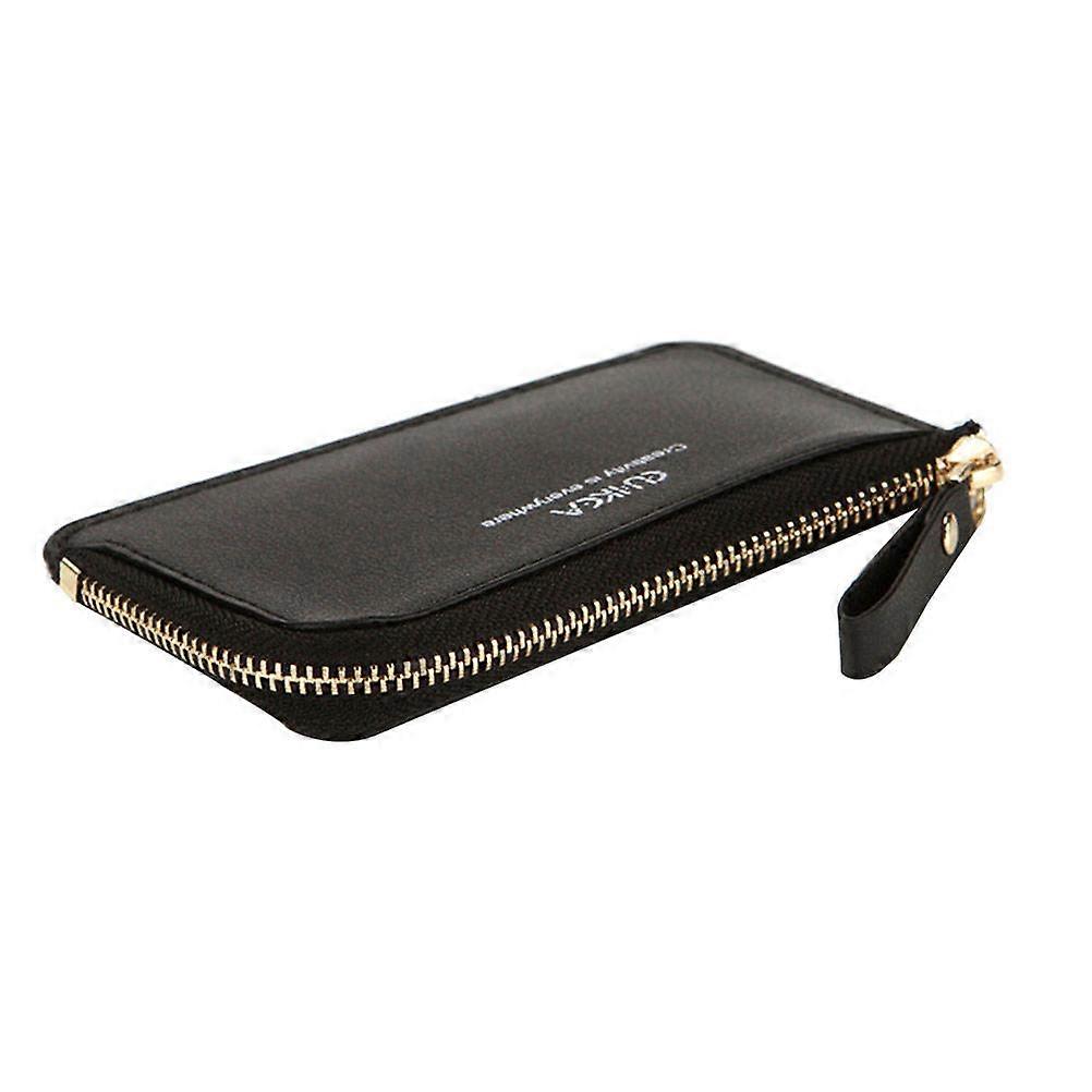 Black PU Card Holder Wallet for Storage Durable and Practical 7.5 Inch