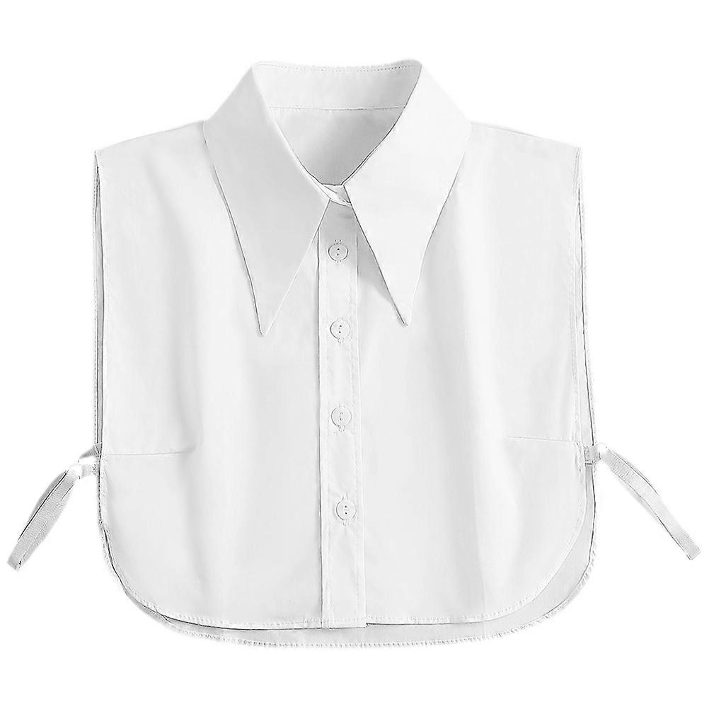 חולצת כותנה ניתנת להסרה צווארון מזויף לנשים - חיבור צווארון רב תכליתי ללבוש משרדי, מסיבה וקז'ואל, עיצוב מסוגנן, קל לניקוי, לבן