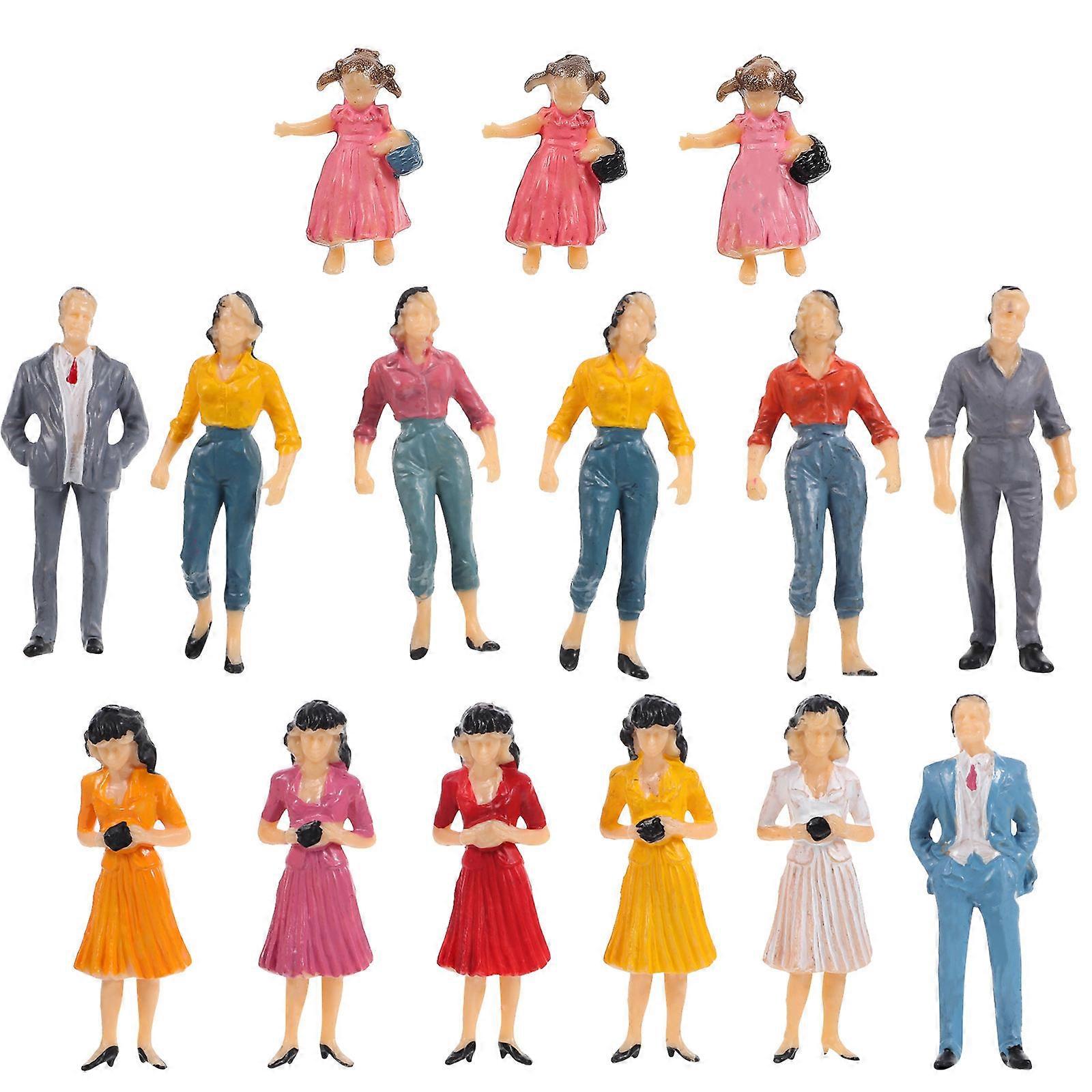 Miniature Painted People Figures for Decoration Assorted Color 15pcs Lightweight and Durable Plastic