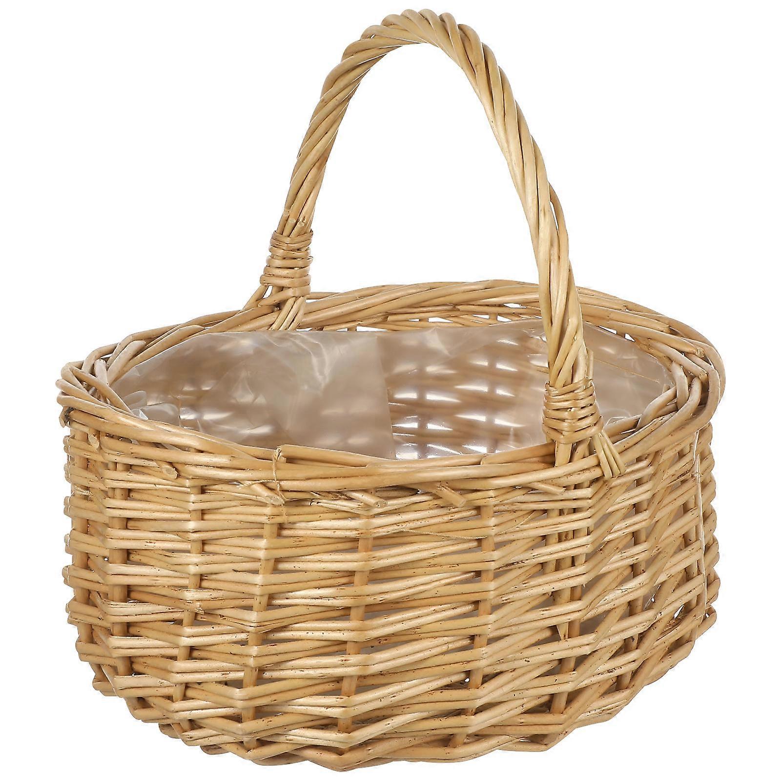 Rattan Woven Basket with Handle, Functional Design for Everyday Use