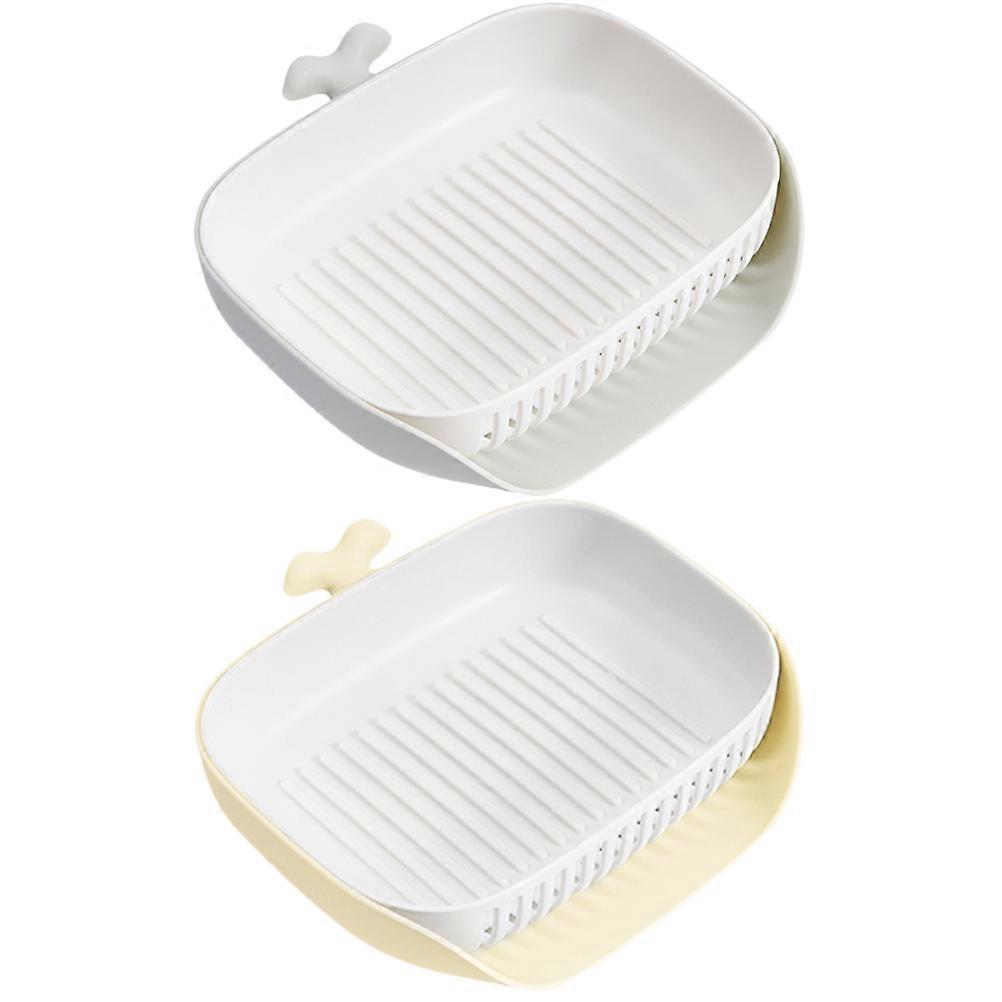 Sponge Drainer For Bathroom Soap Holder With Drain PP Material Daily Use 2Pcs