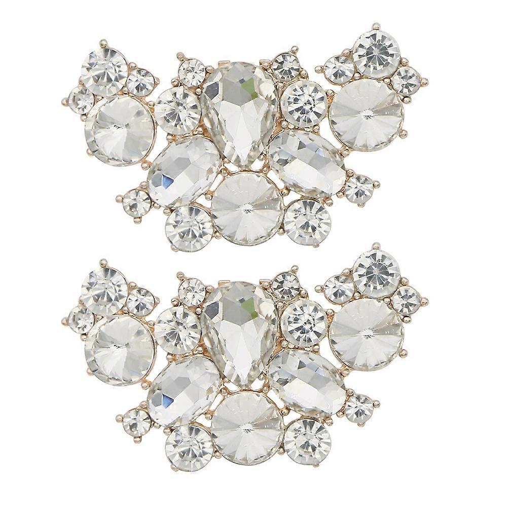 ラインストーンシューズクリップ2個女性用装飾バックル取り外し可能なデザインローズゴールドパーティー結婚式特別な機会