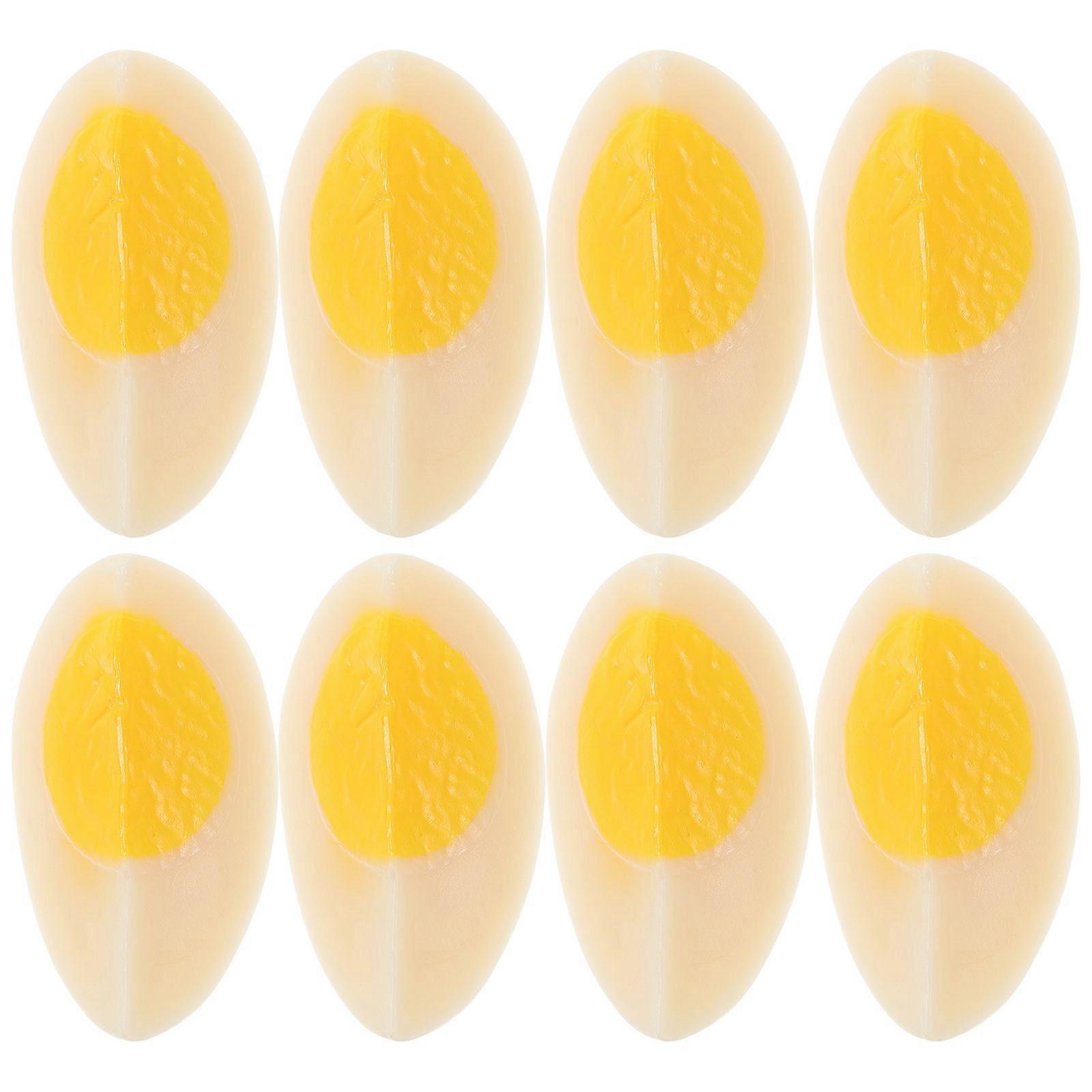 8pcs Artificial Boiled Egg Fake Boiled Egg Simulation Boiled Egg Slice Model Simulation Food Toys
