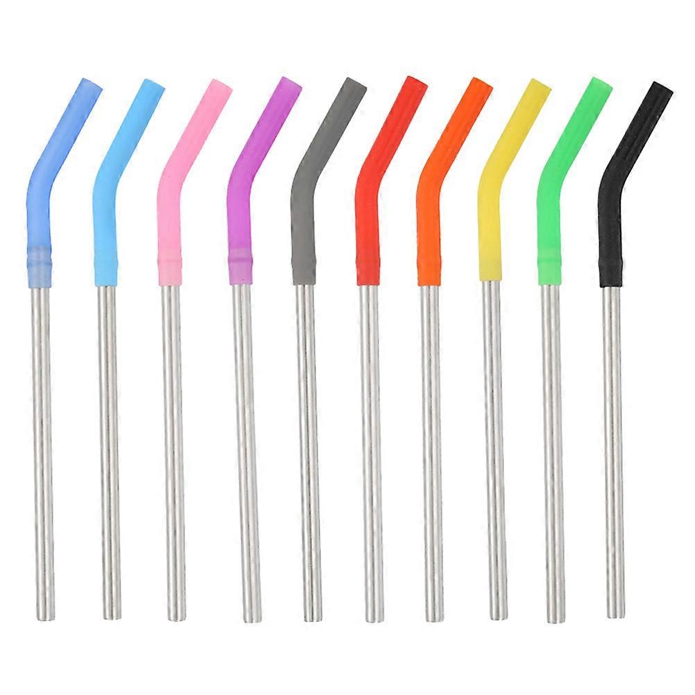 Portable Straw Reusable Stainless Steel Straws Mixed Color Smoothie Drinking Anti Rust 10Pcs