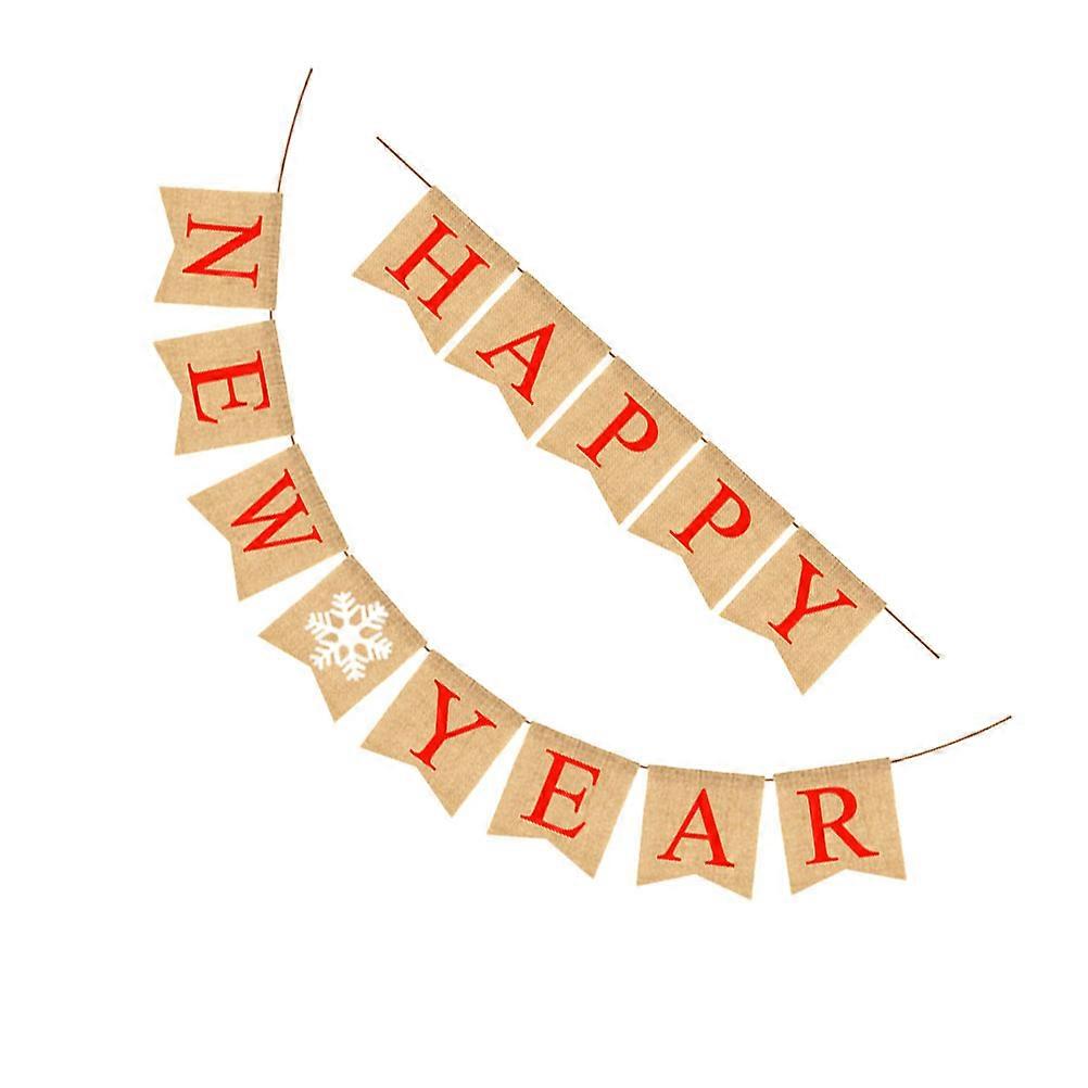 New Year Garland Bunting Swallowtail Shape Linen Material For New Year Party 1Set