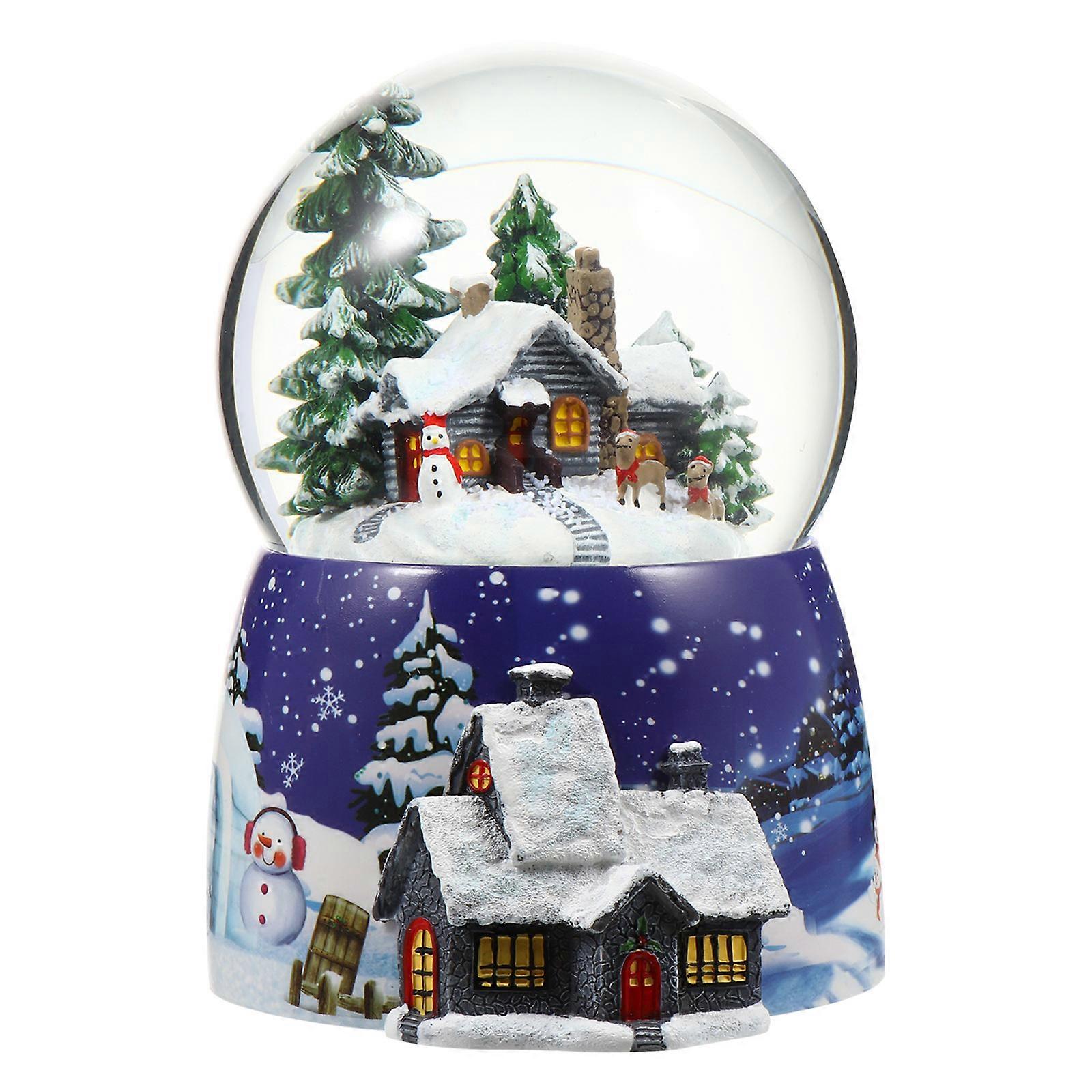 Miniature Music Box Crystal Ball Music Box Office Decoration Square Base Synthetic Resin Music Playing 1Pc