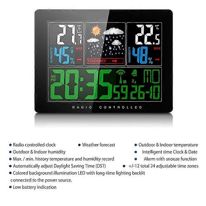 LED Digital Alarm Clock With Snooze, Calendar, Thermometer & Hygrometer - Weather Display 5 thumbnail image