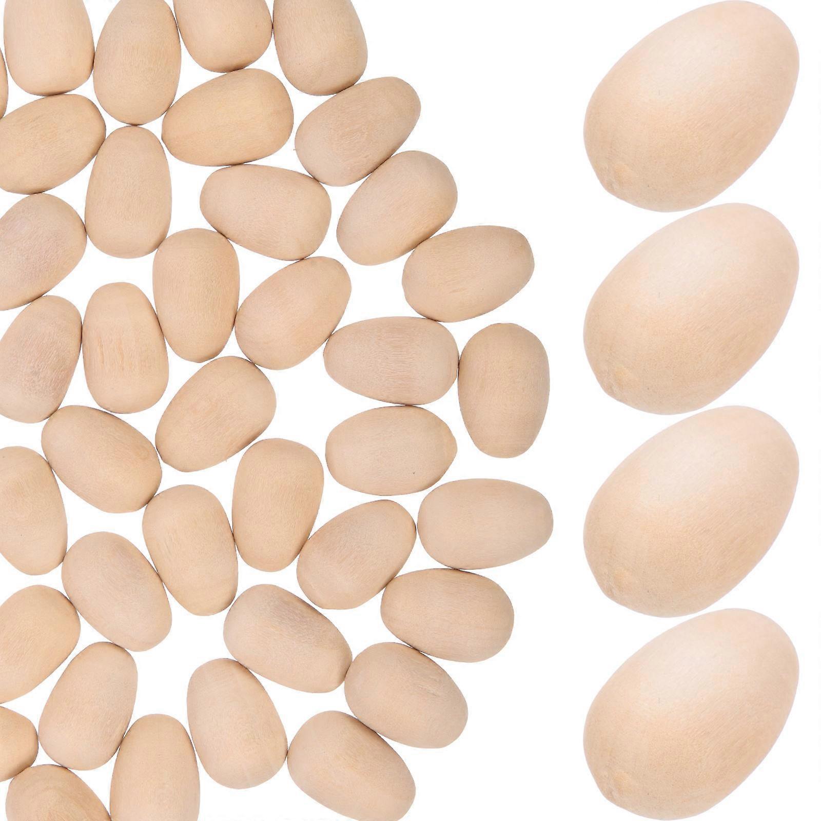 DIY Wooden Eggs Simulation Eggs For Children Easter Craft Supply 100Pcs
