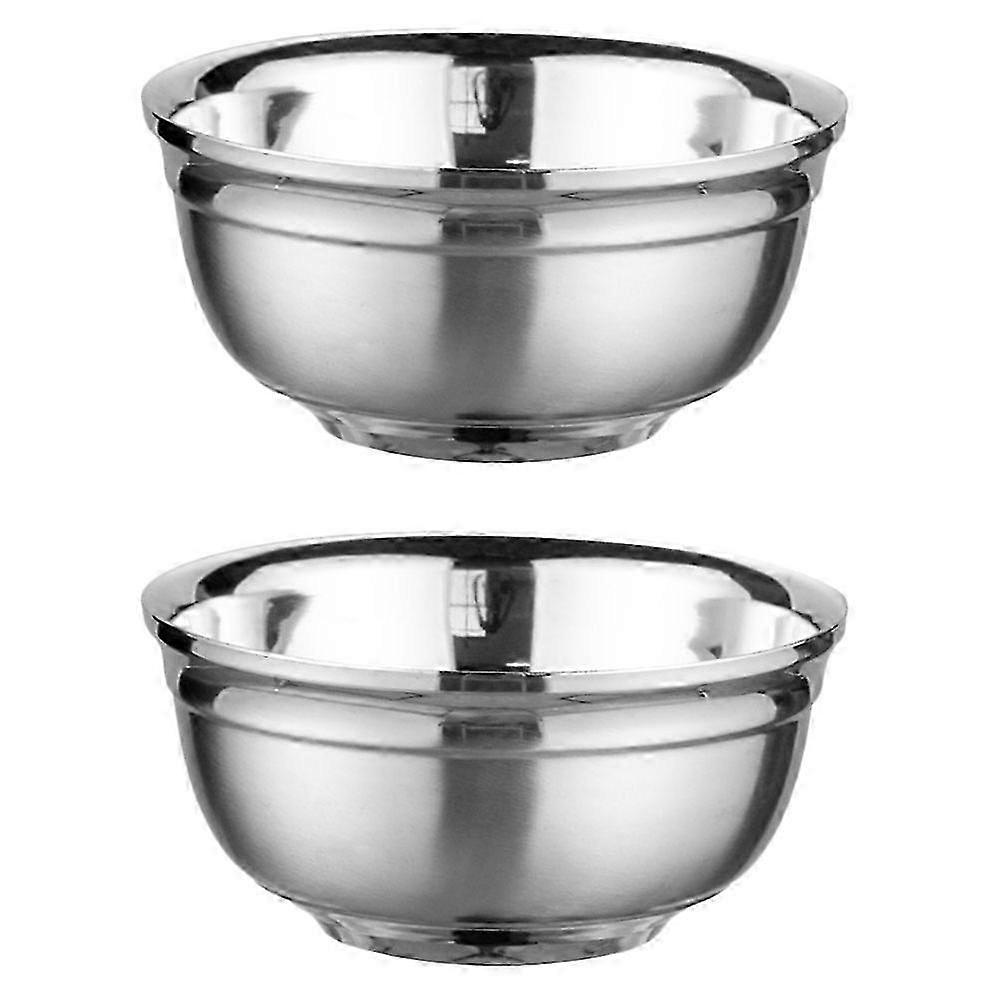 2個ステンレス鋼断熱ヌードルボウル14X14X6.7CMシルバー