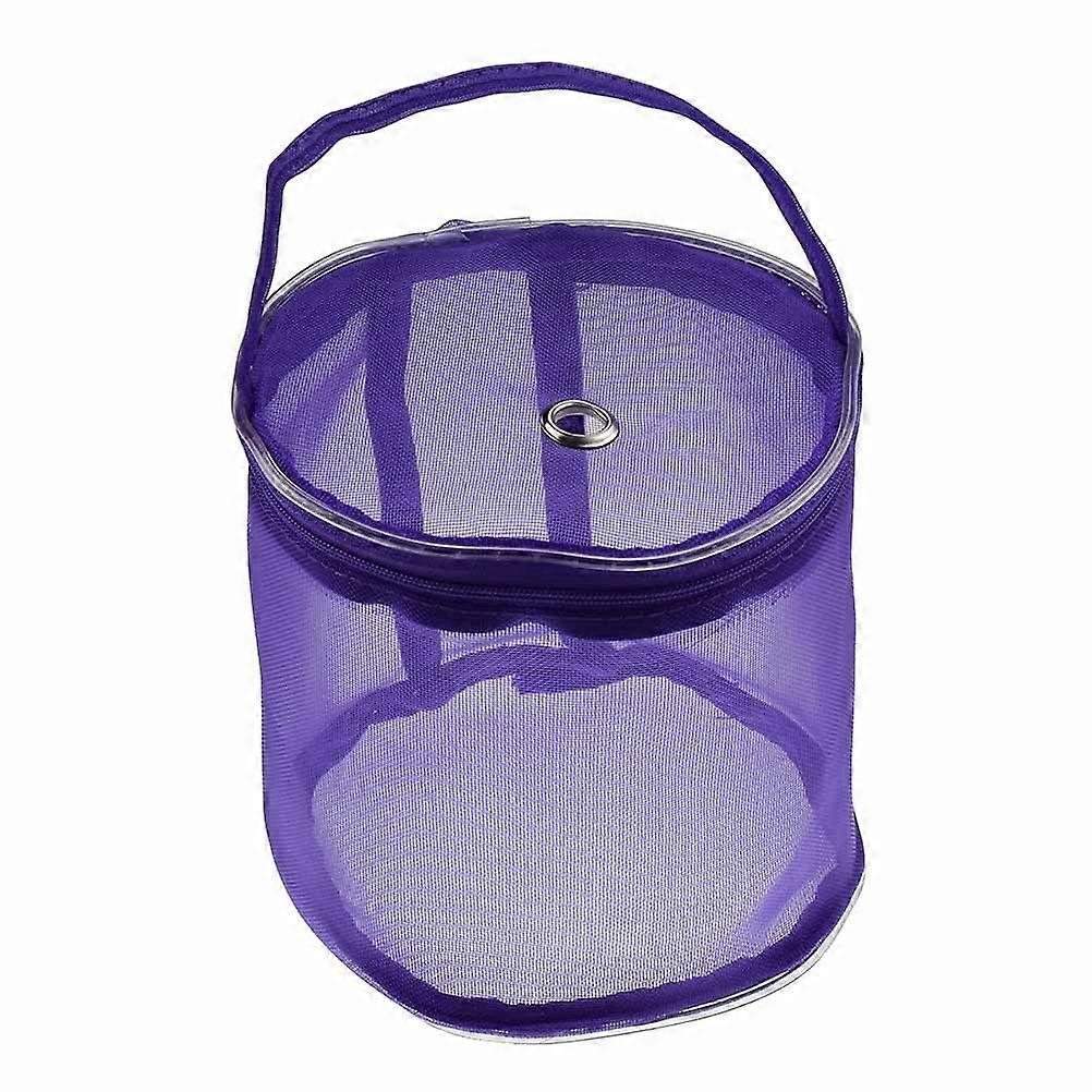 Crochet Mesh Storage Bag Knitting Woolen Yarn Storage Bag Travel Portable Purple 1Set