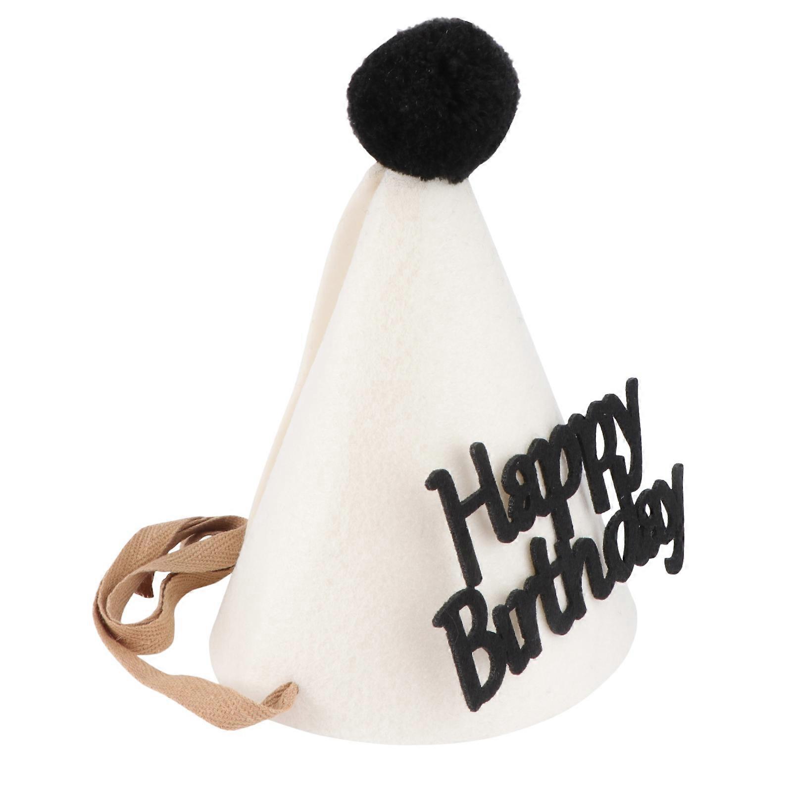 Thickened Birthday Hat Party Accessory For Children And Adults White 18x11cm Felt Cloth Atmosphere Enhancement 1Pack
