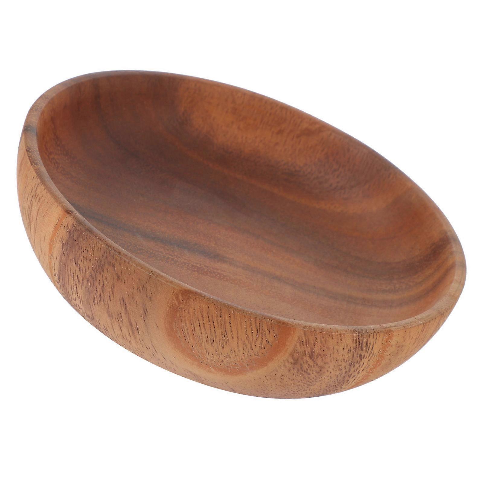 Wooden Salad Plate Small Rustic Plates For Home Use Round Shape Simple Style 1Pcs