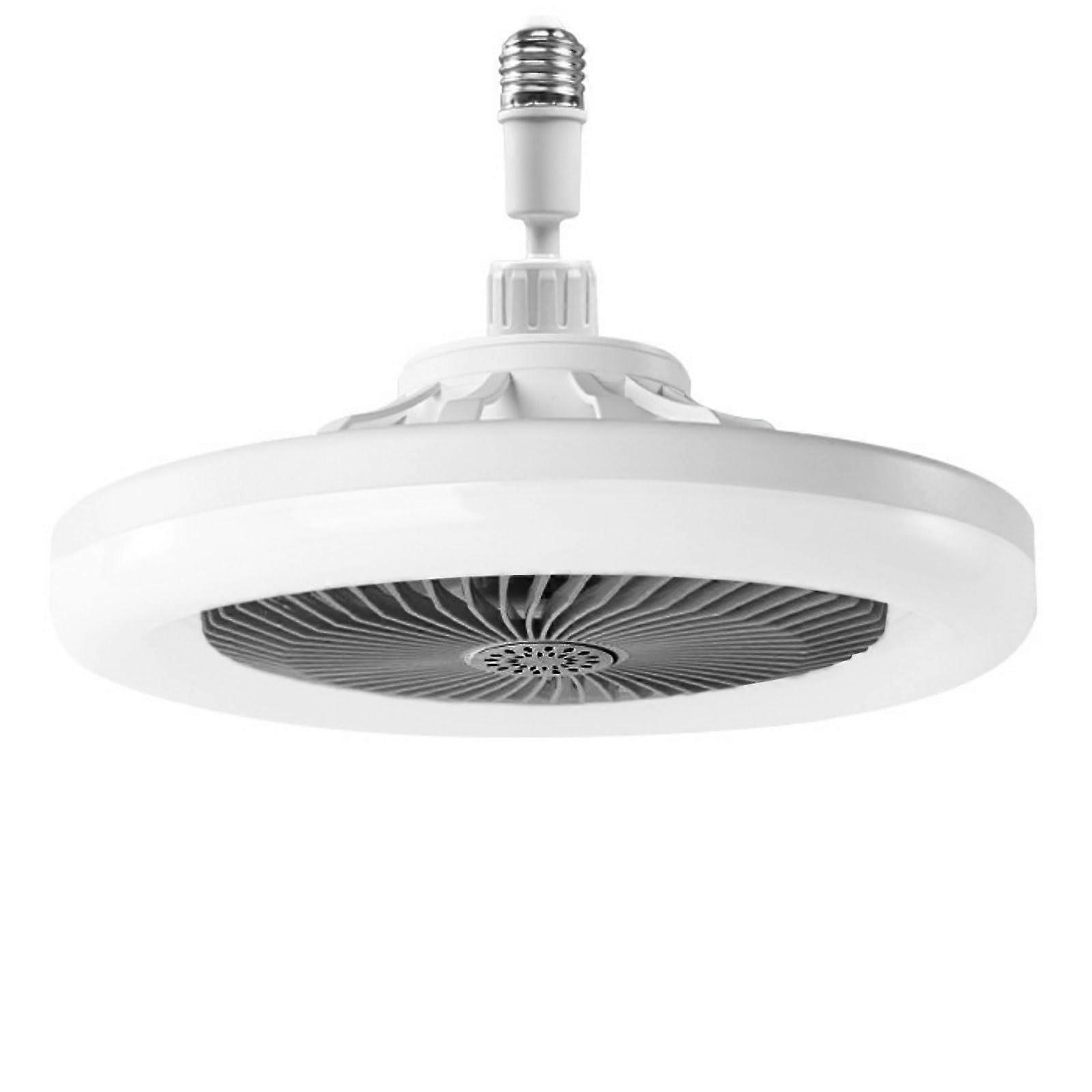 Ventilateur de plafond avec télécommande E27 Plafonnier LED à intensité variable (gris)