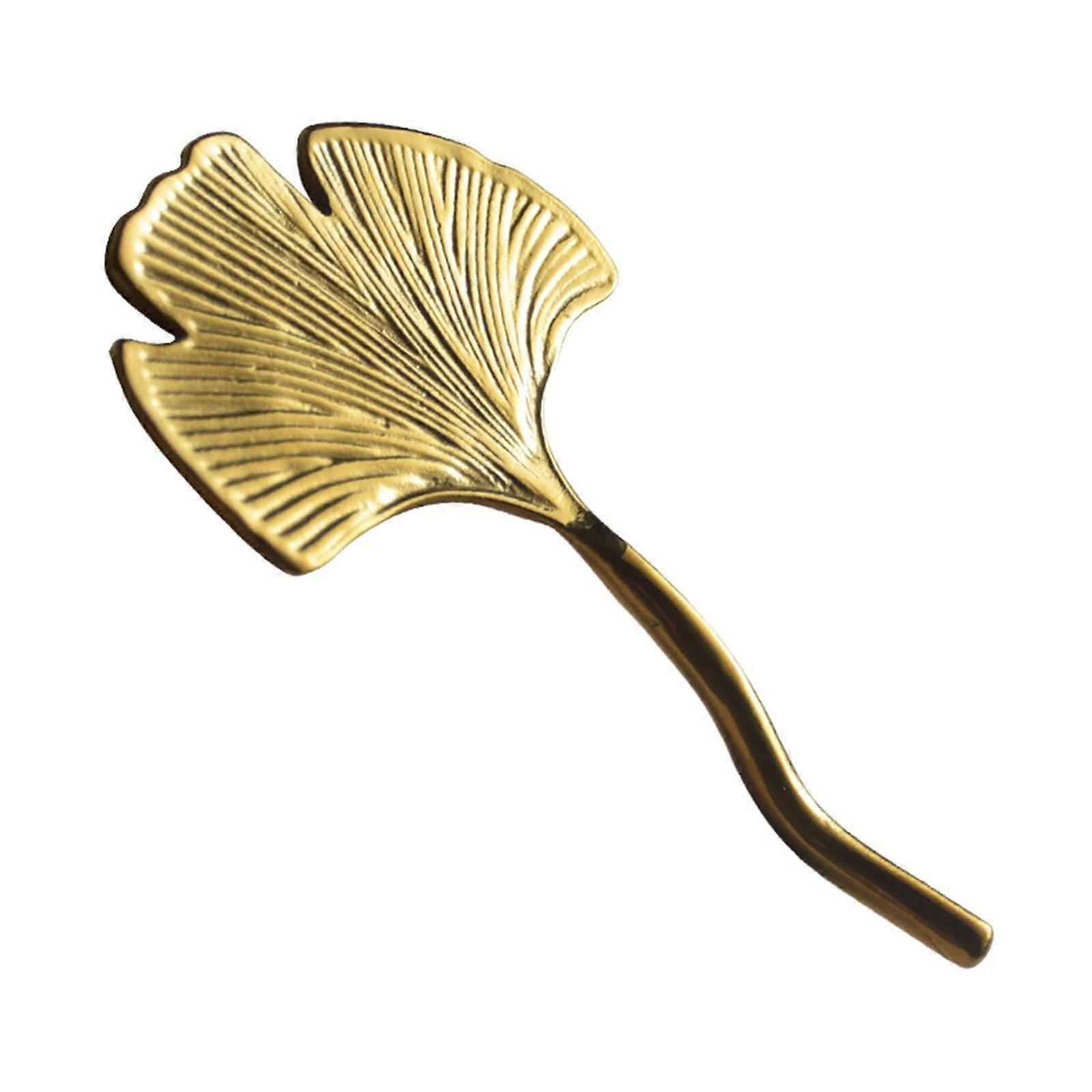 Ginkgos Stainless Steel Leaf Design for Banknotes, Gold Color Cutlery Set, Fork and Spoon, Kitchen Table Decor